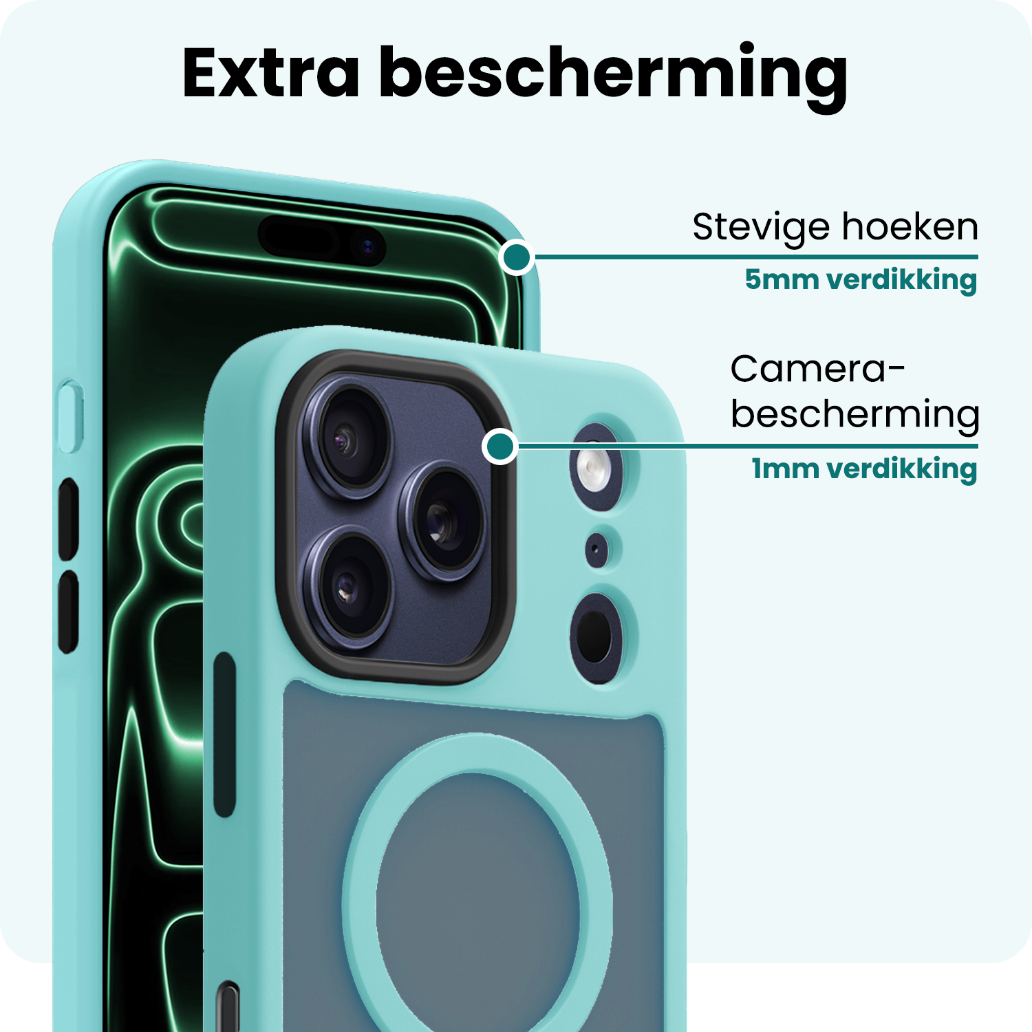 Forterra Forterra iPhone 17 Pro Max Magsafe Hoesje Lichtblauw Met Screenprotector