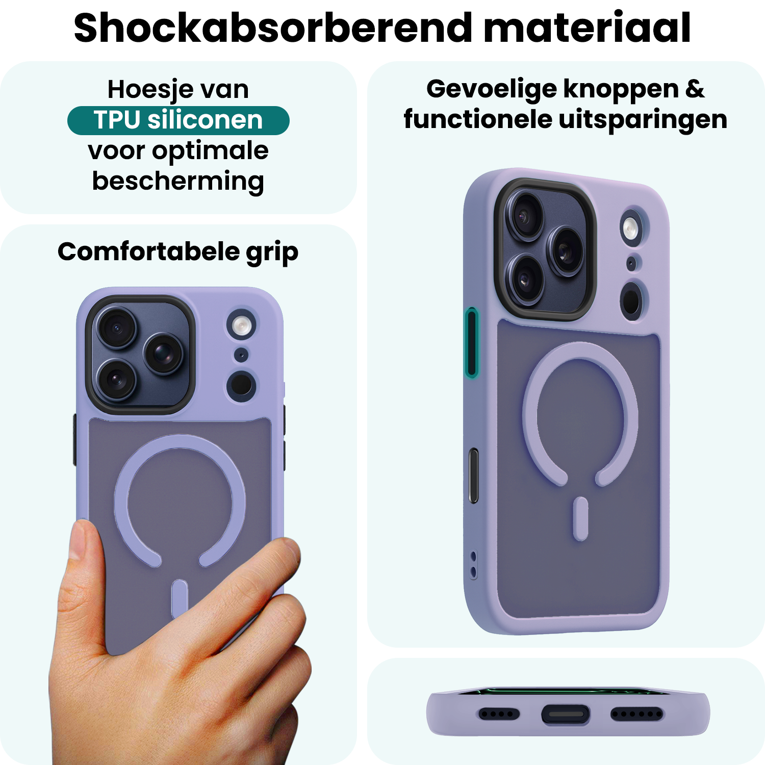 Forterra Forterra iPhone 17 Pro Max Magsafe Hoesje Lila Met Screenprotector