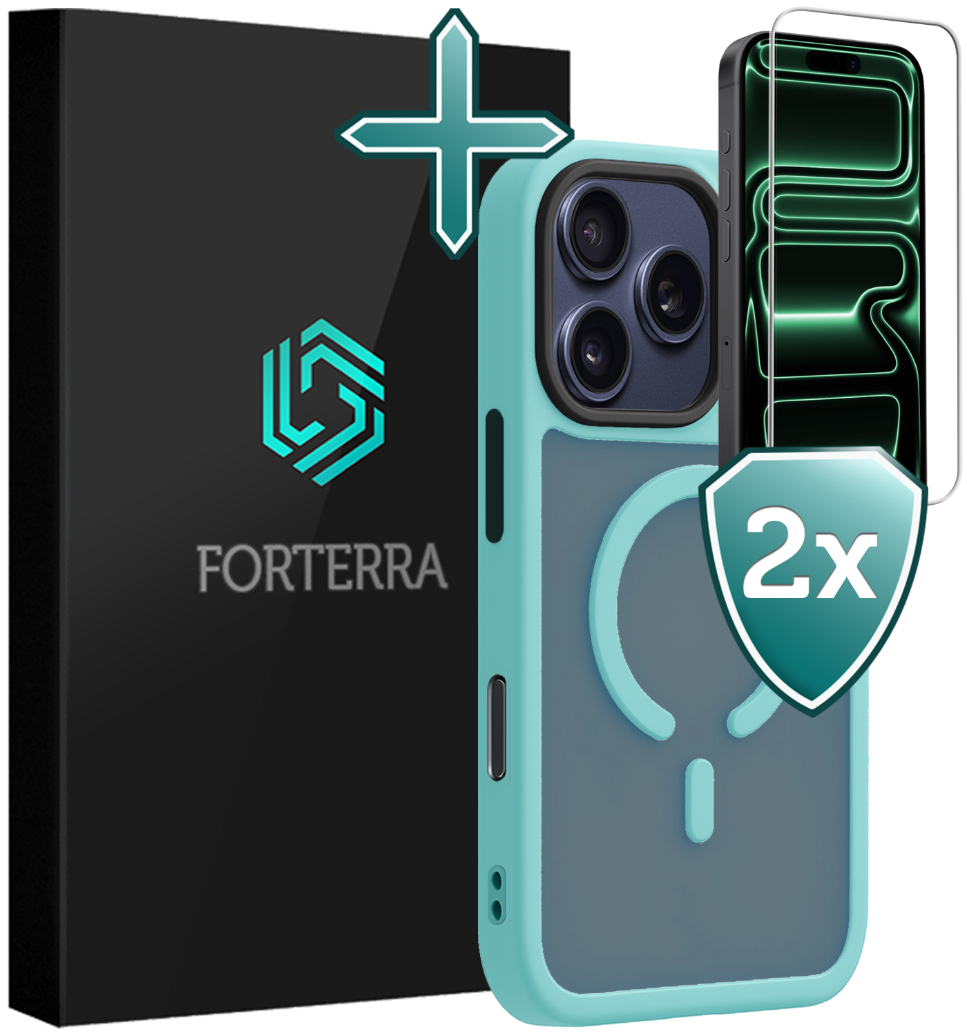Forterra Forterra iPhone 17 Pro Max Magsafe Hoesje Lichtblauw Met 2x Screenprotector