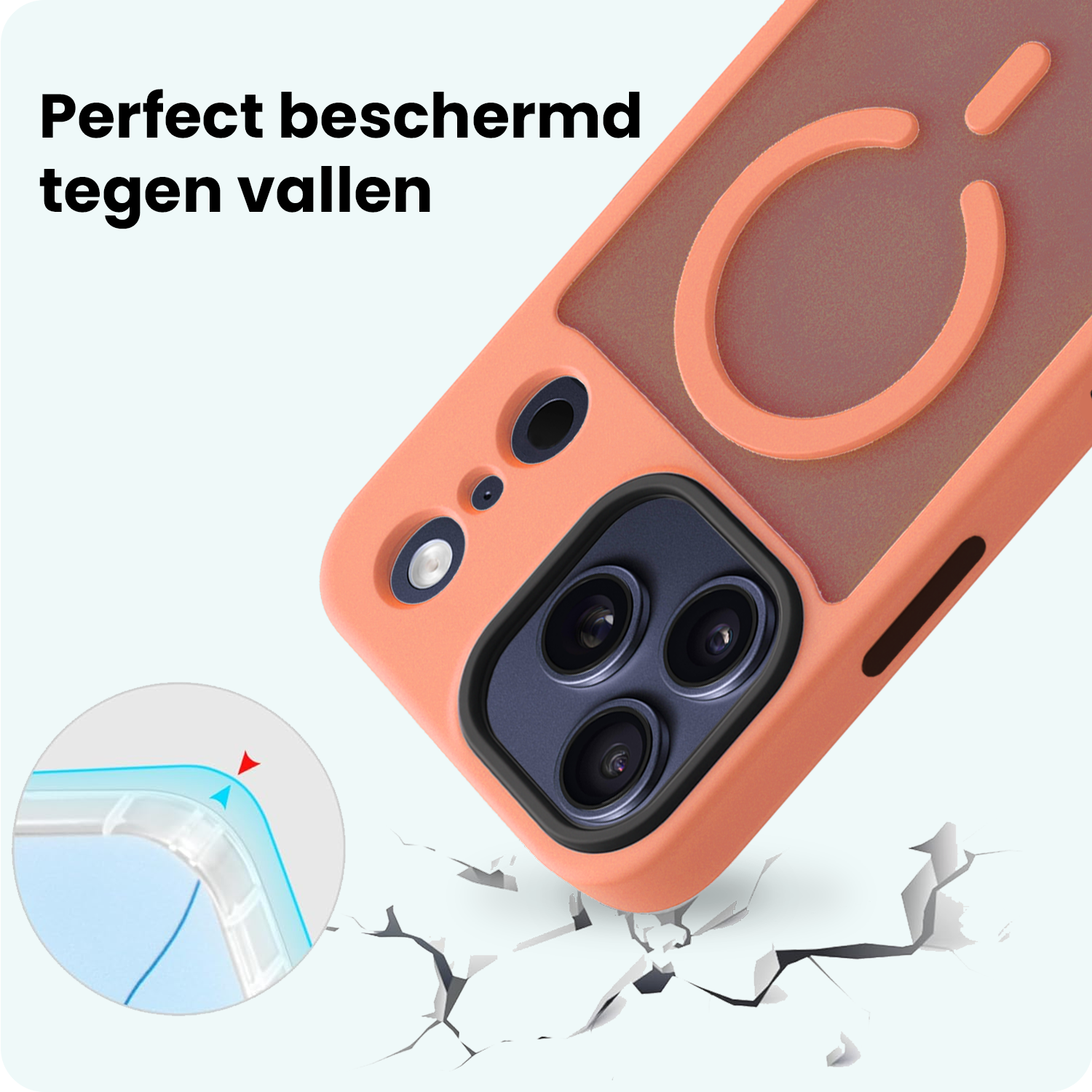 Forterra Forterra iPhone 17 Pro Max Magsafe Hoesje Perzik Met 2x Screenprotector