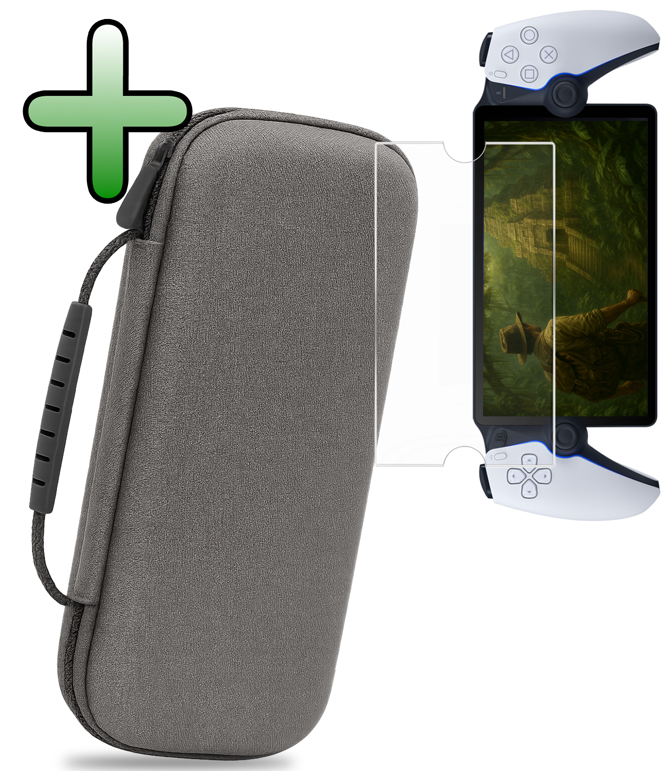 BASEY. BASEY. Sony PlayStation Portal Remote Player Hoesje Handvat Met Screenprotector - Grijs