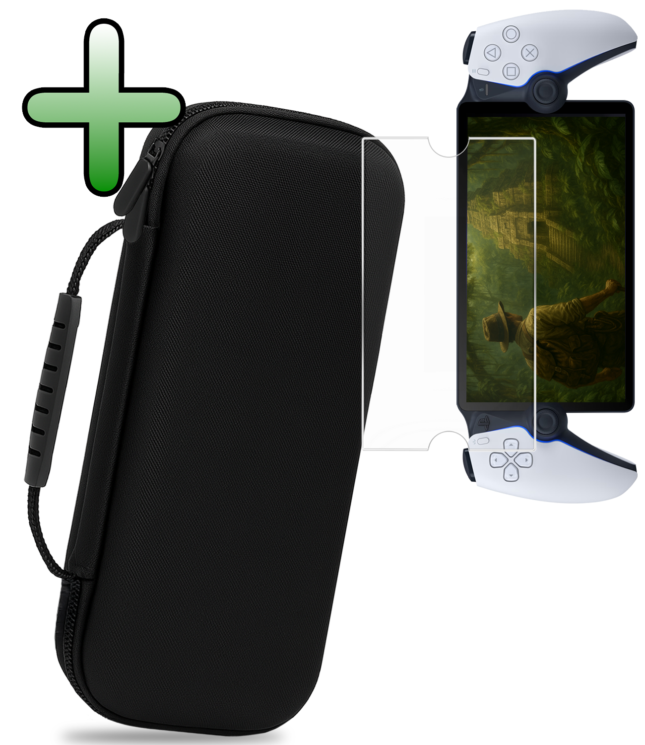 BASEY. BASEY. Sony PlayStation Portal Remote Player Hoesje Handvat Met Screenprotector - Zwart