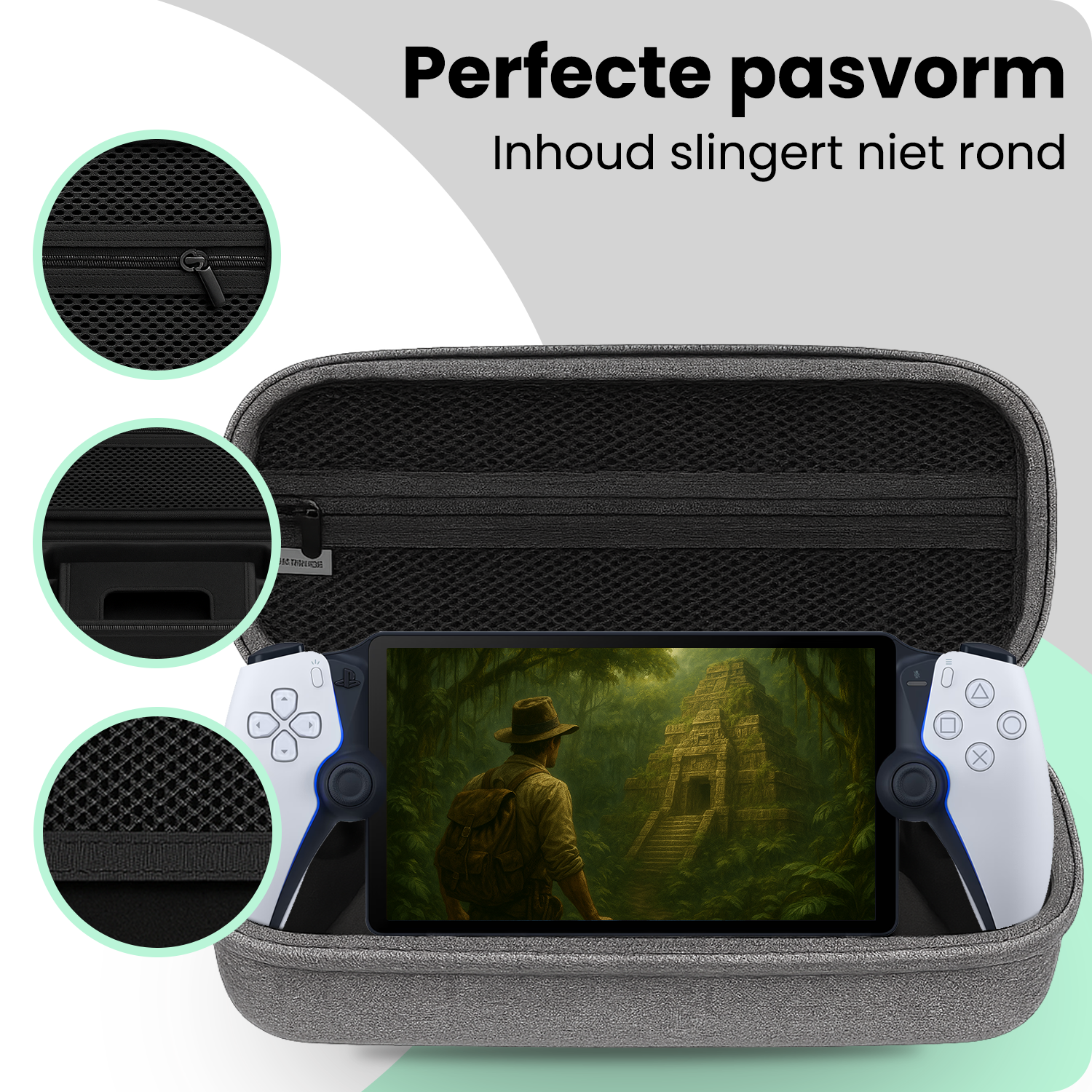 BASEY. BASEY. Sony PlayStation Portal Remote Player Hoesje Handvat Met  2x Screenprotector - Grijs