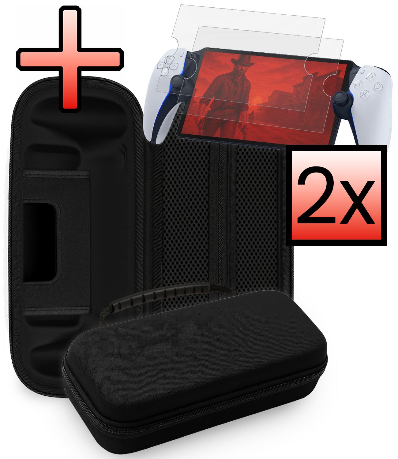 NoXx NoXx Sony PlayStation Portal Remote Player Hoesje Handvat Met 2x Screenprotector - Zwart