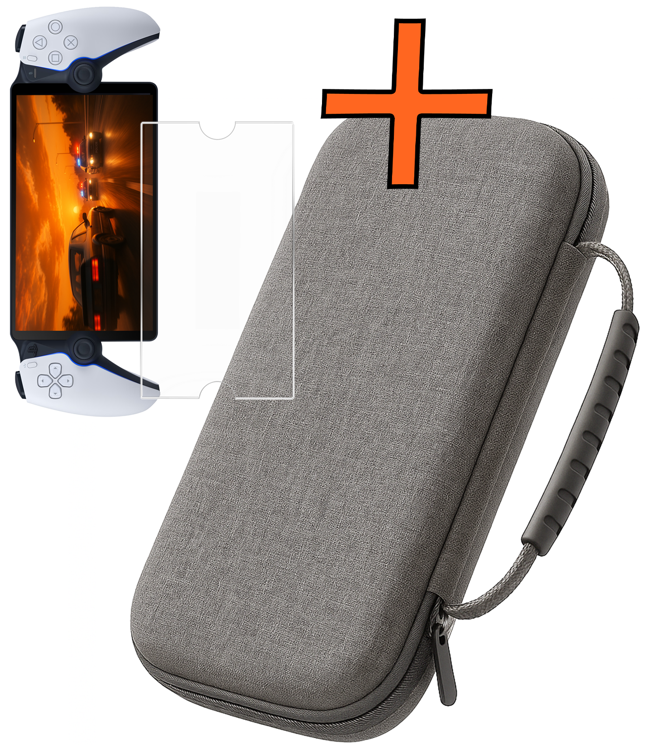 Nomfy Nomfy Sony PlayStation Portal Remote Player Hoesje Handvat Met Screenprotector - Grijs