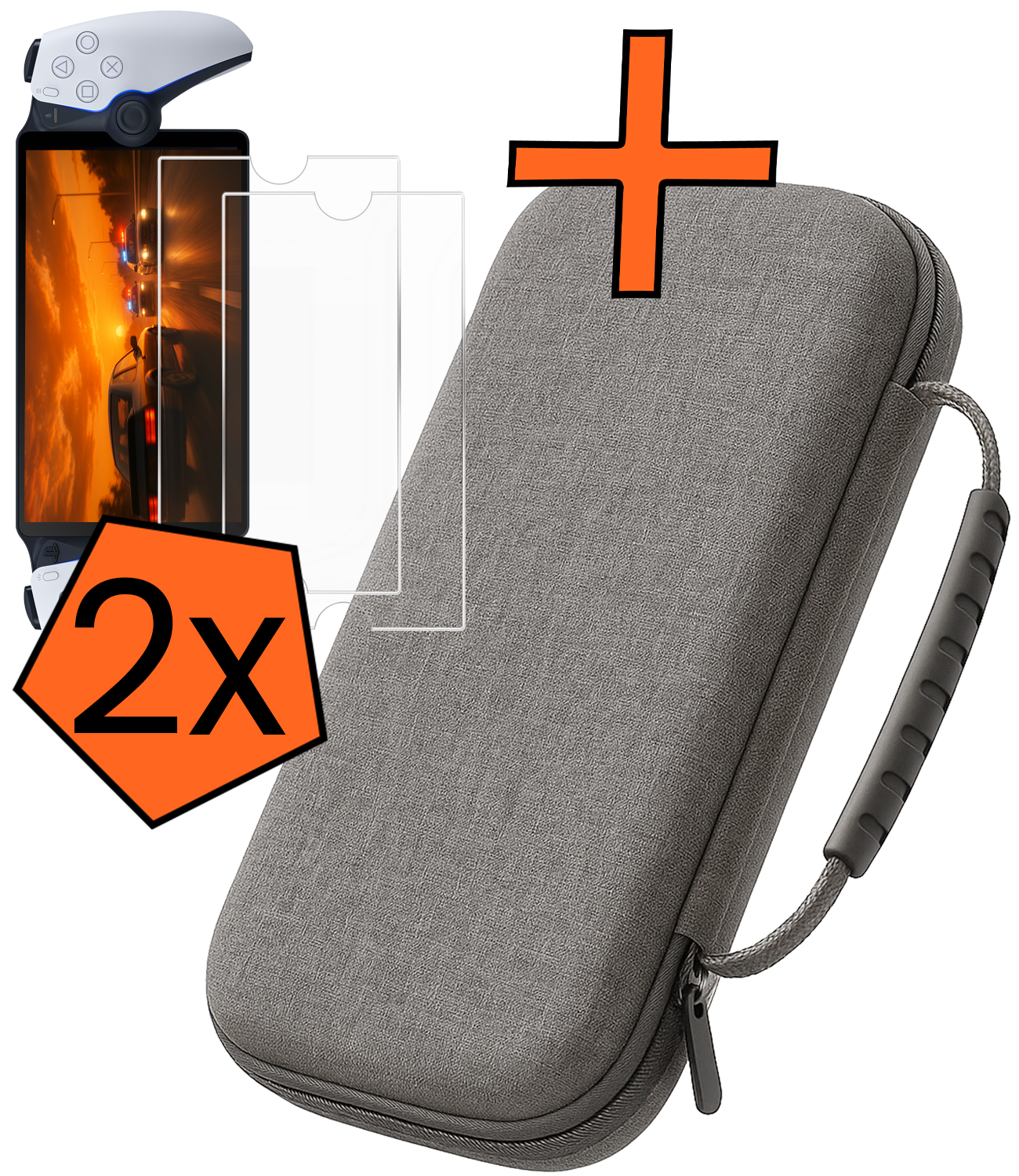 Nomfy Nomfy Sony PlayStation Portal Remote Player Hoesje Handvat Met 2x Screenprotector - Grijs