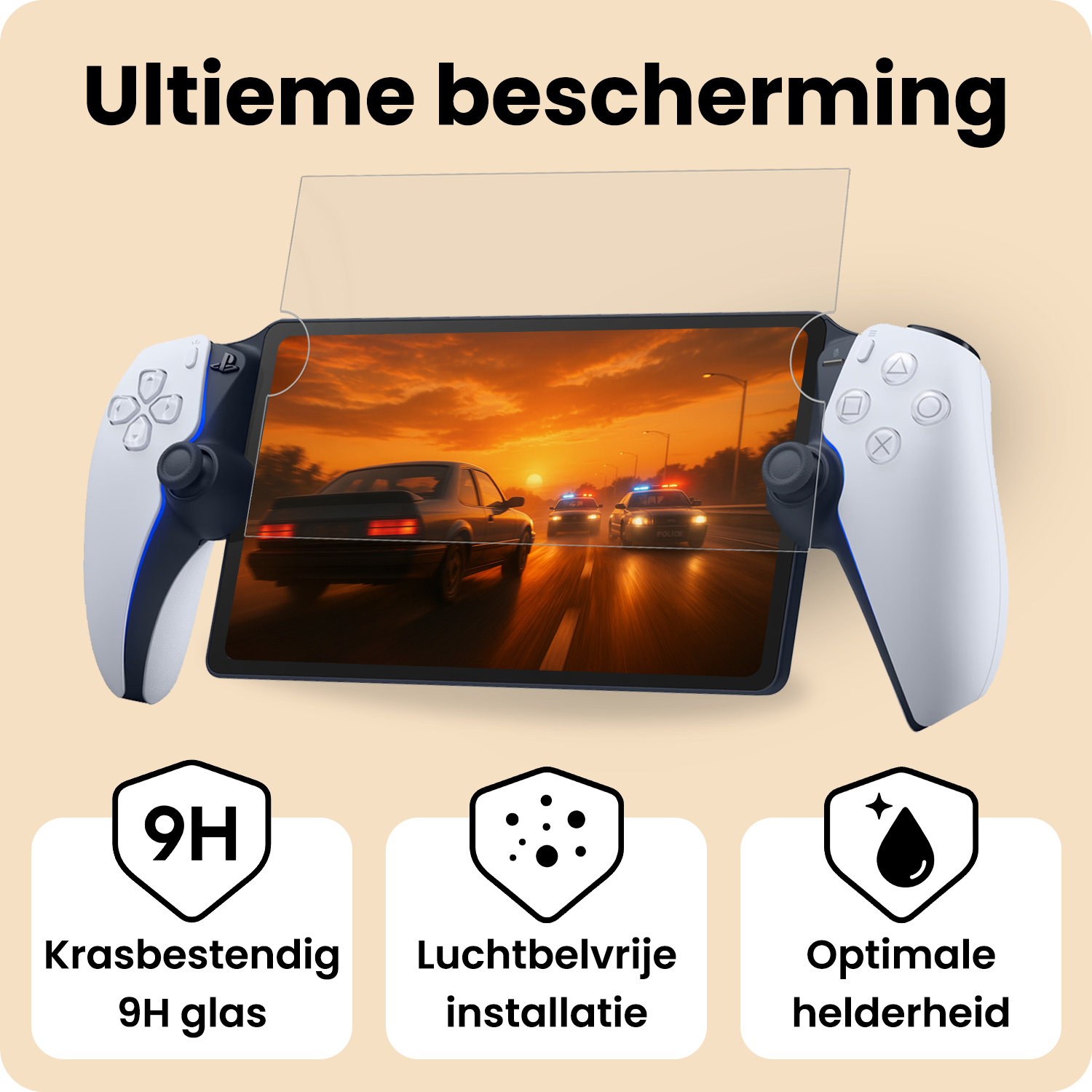Nomfy Nomfy Sony PlayStation Portal Remote Player Hoesje Handvat Met Screenprotector - Grijs