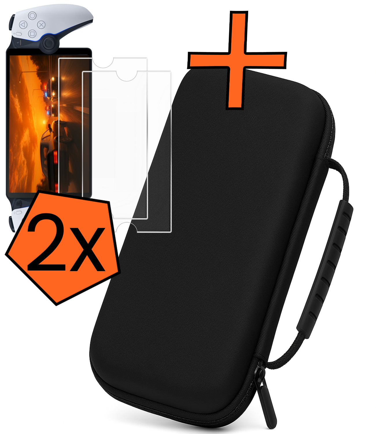 Nomfy Nomfy Sony PlayStation Portal Remote Player Hoesje Handvat Met  2x Screenprotector - Zwart