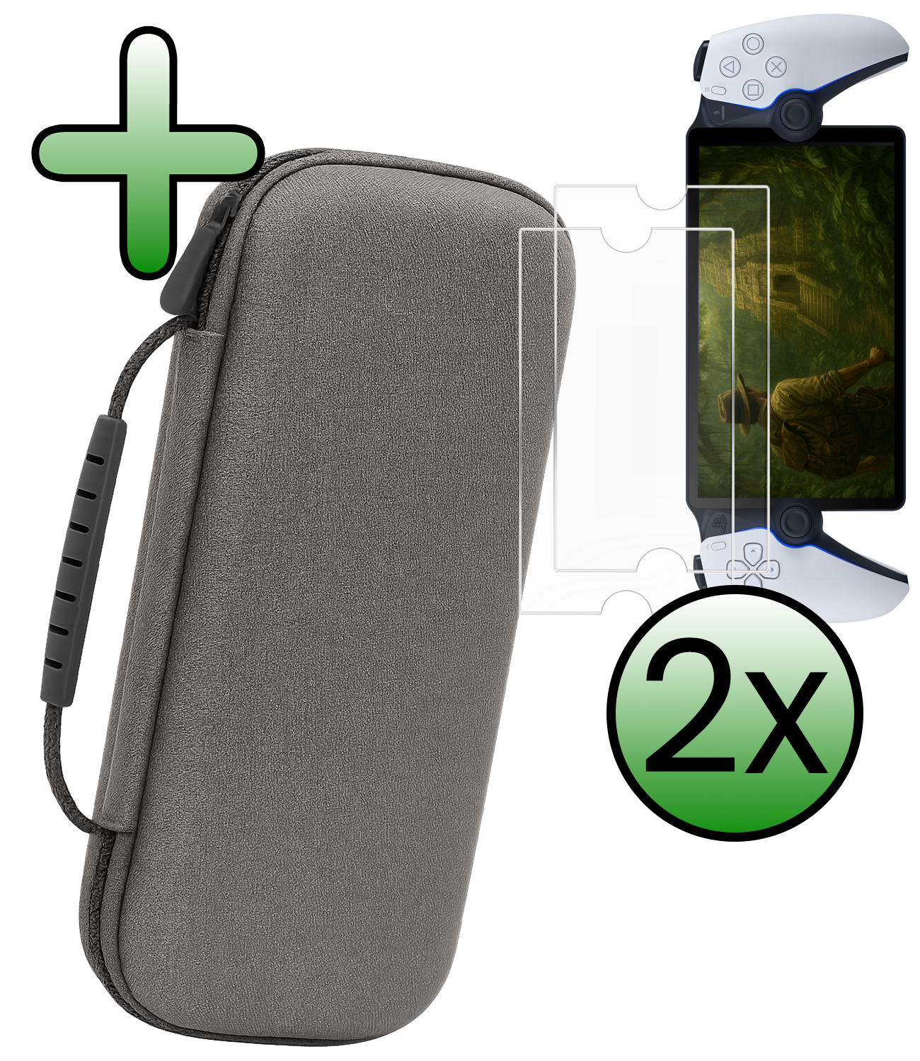 BASEY. BASEY. Sony PlayStation Portal Remote Player Hoesje Handvat Met  2x Screenprotector - Grijs