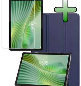 BASEY. BASEY. Lenovo Tab 10.1 inch Hoesje Met Screenprotector - Donkerblauw