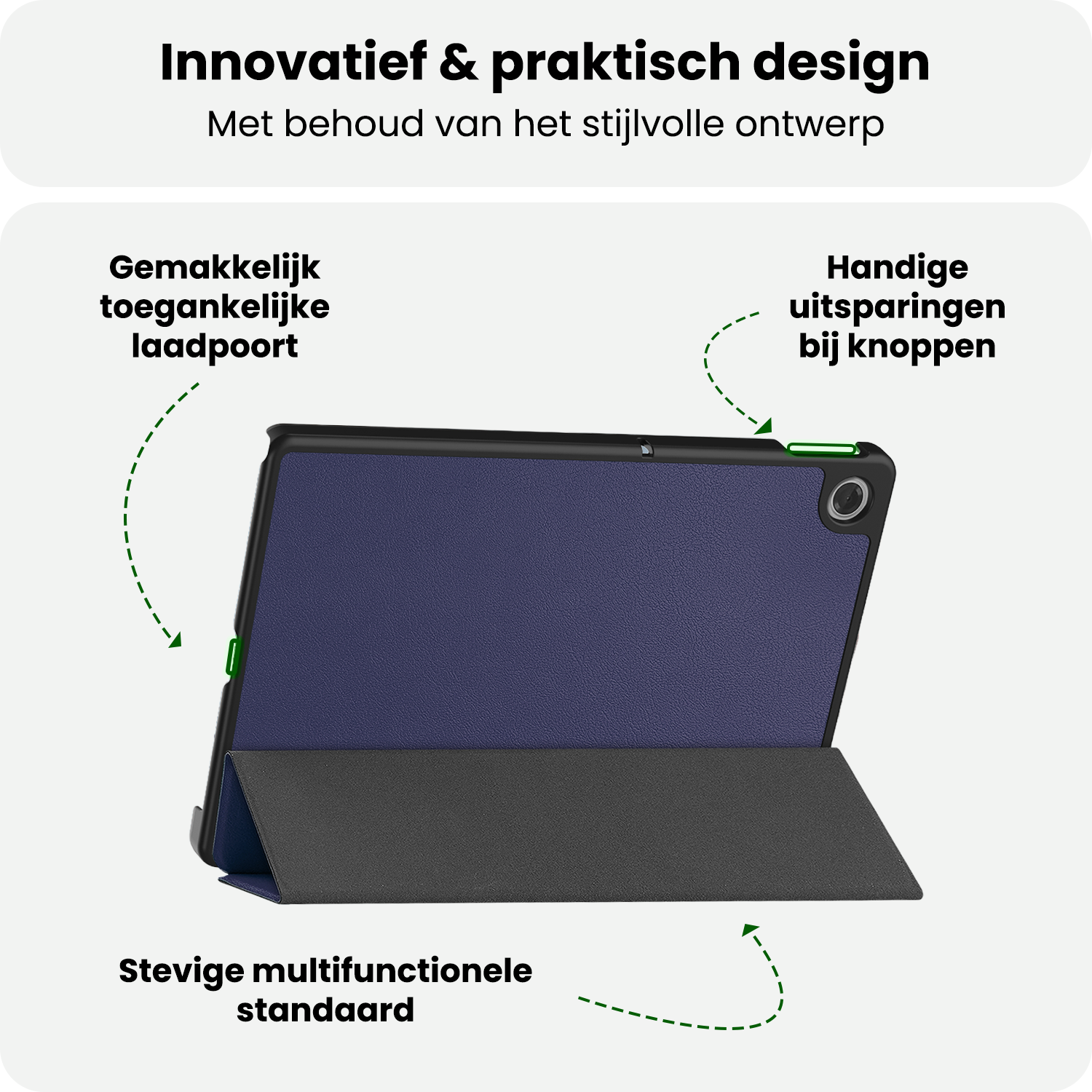 BASEY. BASEY. Lenovo Tab 10.1 inch Hoesje Met Screenprotector - Donkerblauw