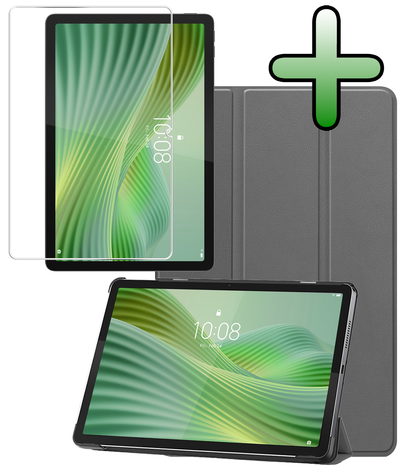 BASEY. BASEY. Lenovo Tab 10.1 inch Hoesje Met Screenprotector - Grijs
