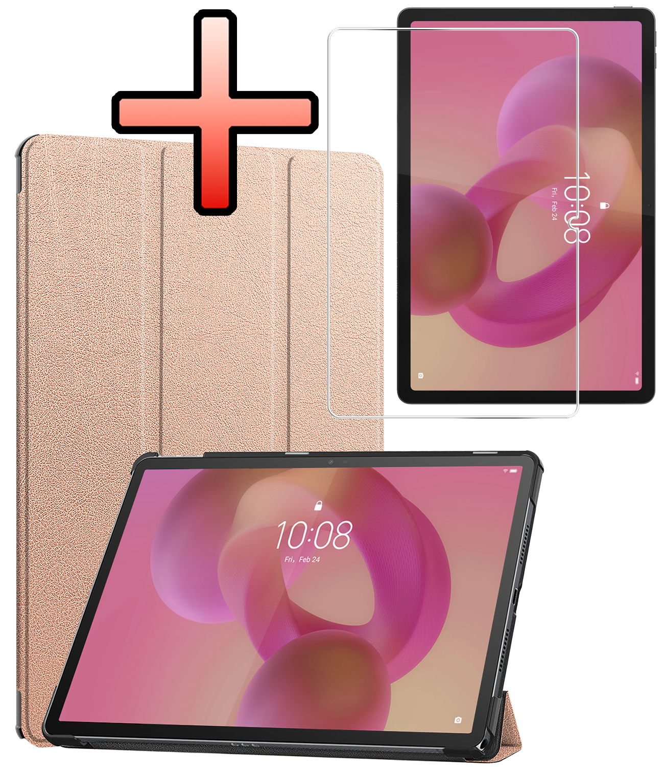 NoXx NoXx Lenovo Idea Tab Hoesje Met Screenprotector - Rose Goud