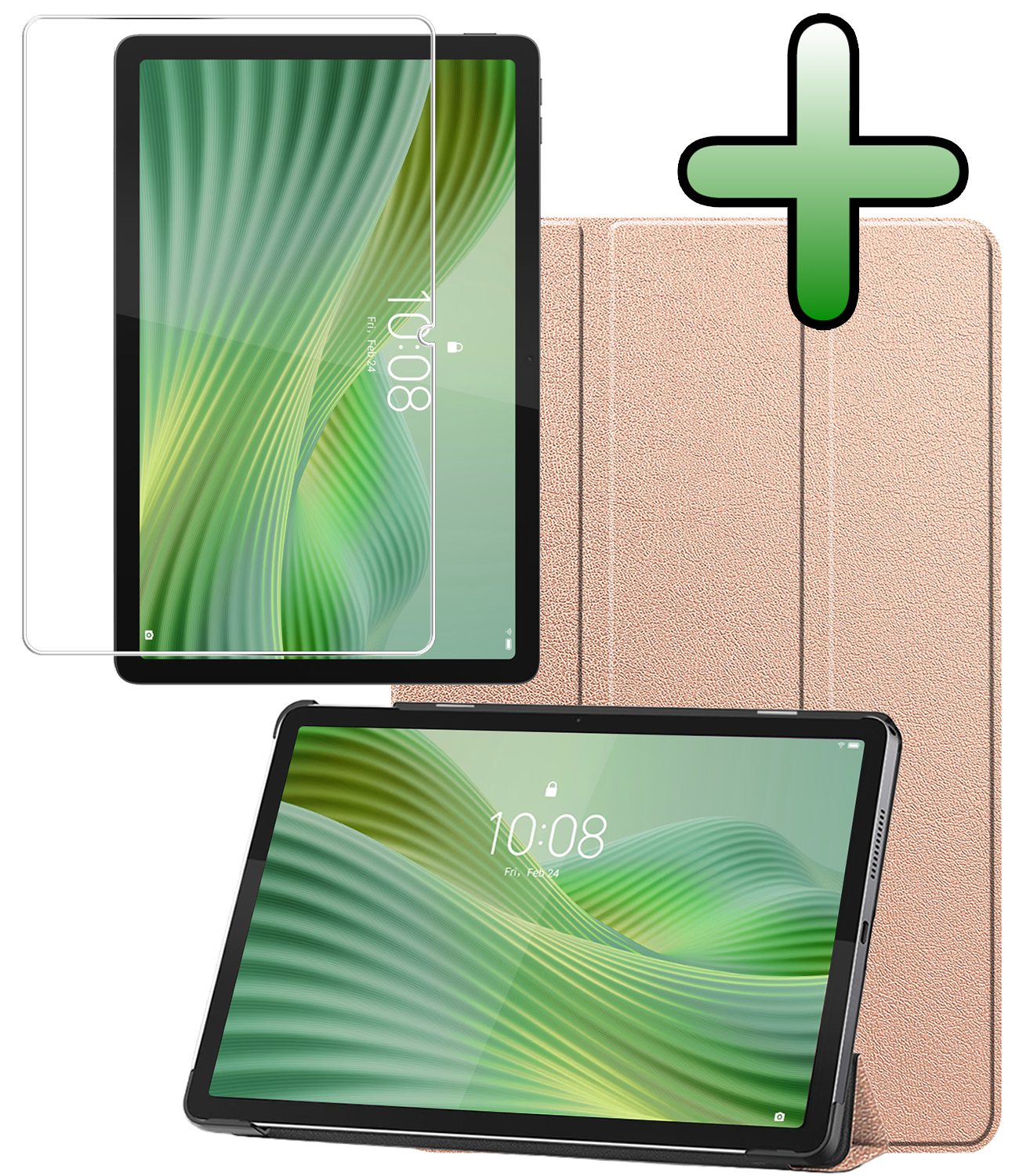BASEY. BASEY. Lenovo Tab 10.1 inch Hoesje Met Screenprotector - Rose Goud
