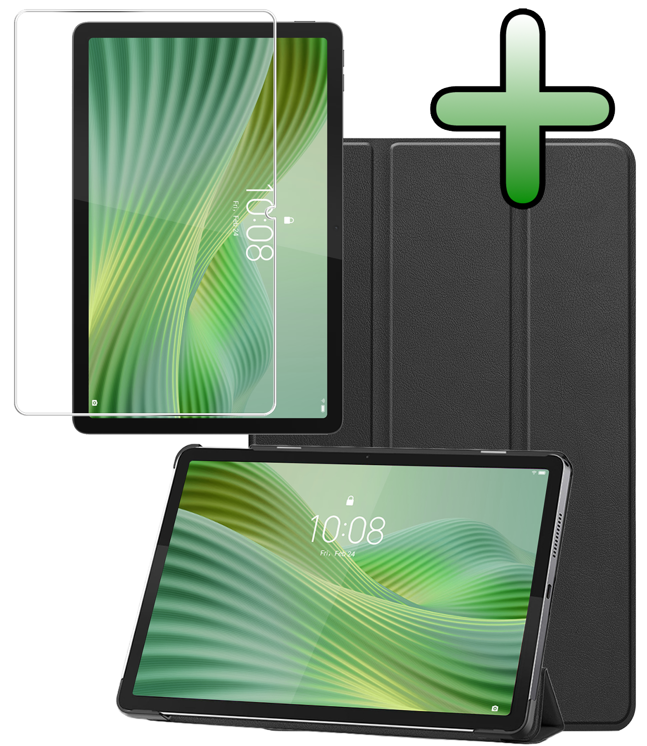 BASEY. BASEY. Lenovo Tab 10.1 inch Hoesje Met Screenprotector - Zwart