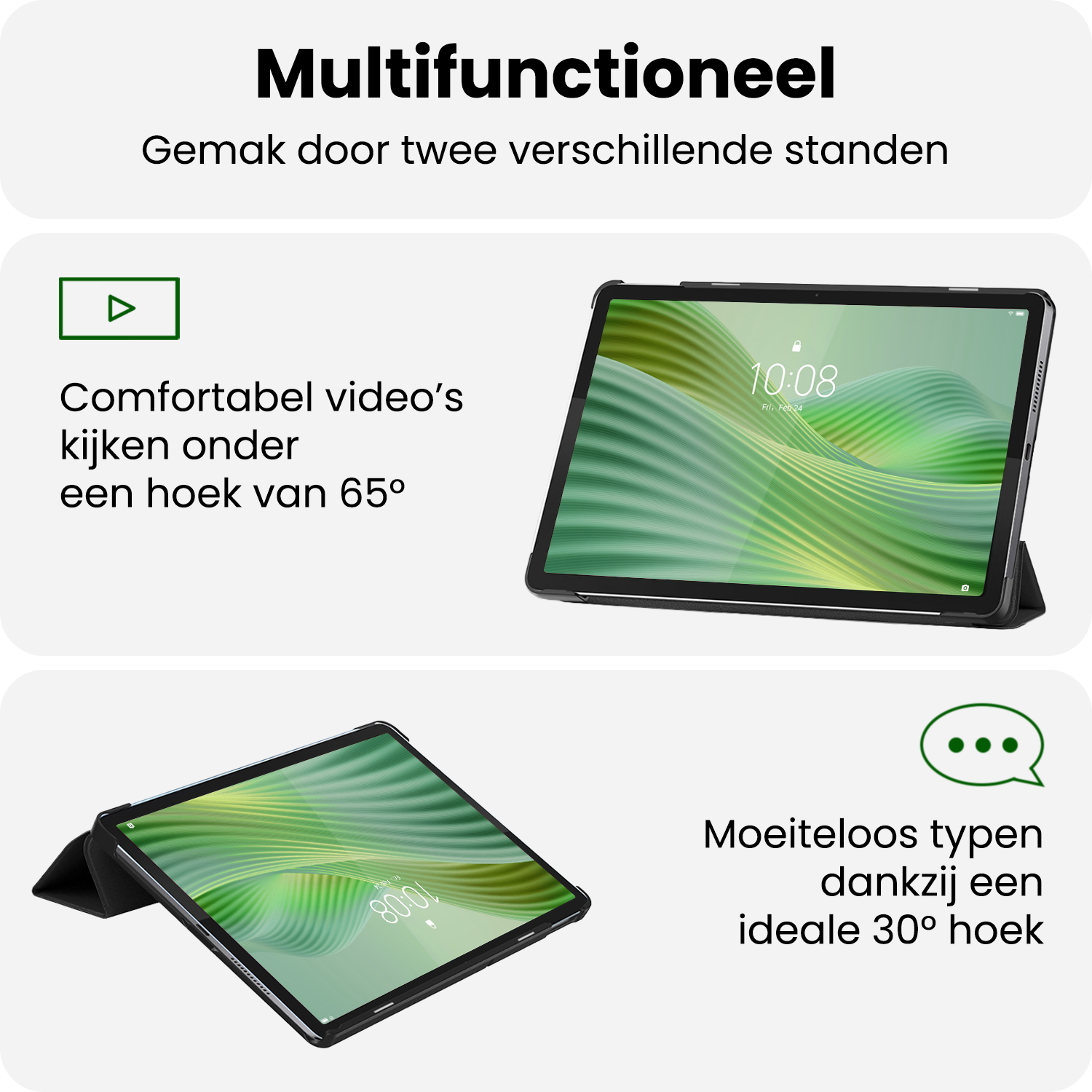 BASEY. BASEY. Lenovo Tab 10.1 inch Hoesje Met Screenprotector - Zwart