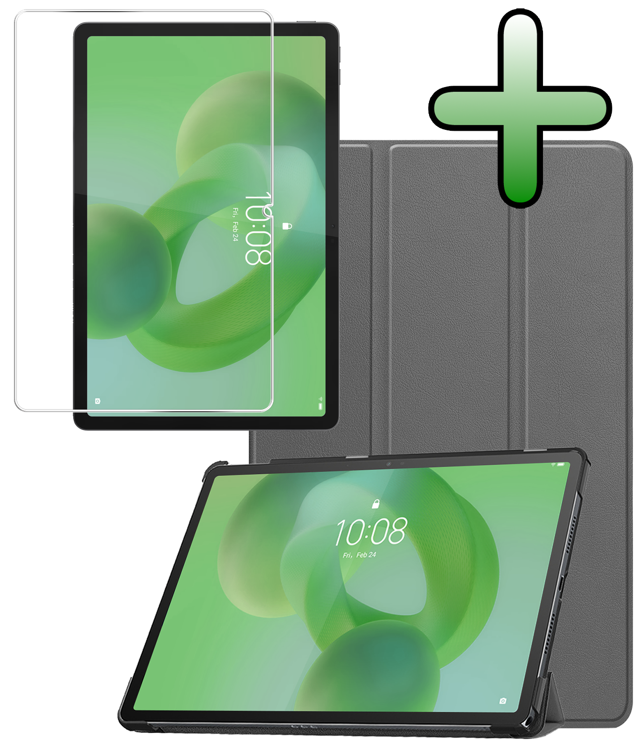 BASEY. BASEY. Lenovo Idea Tab Hoesje Met Screenprotector - Grijs