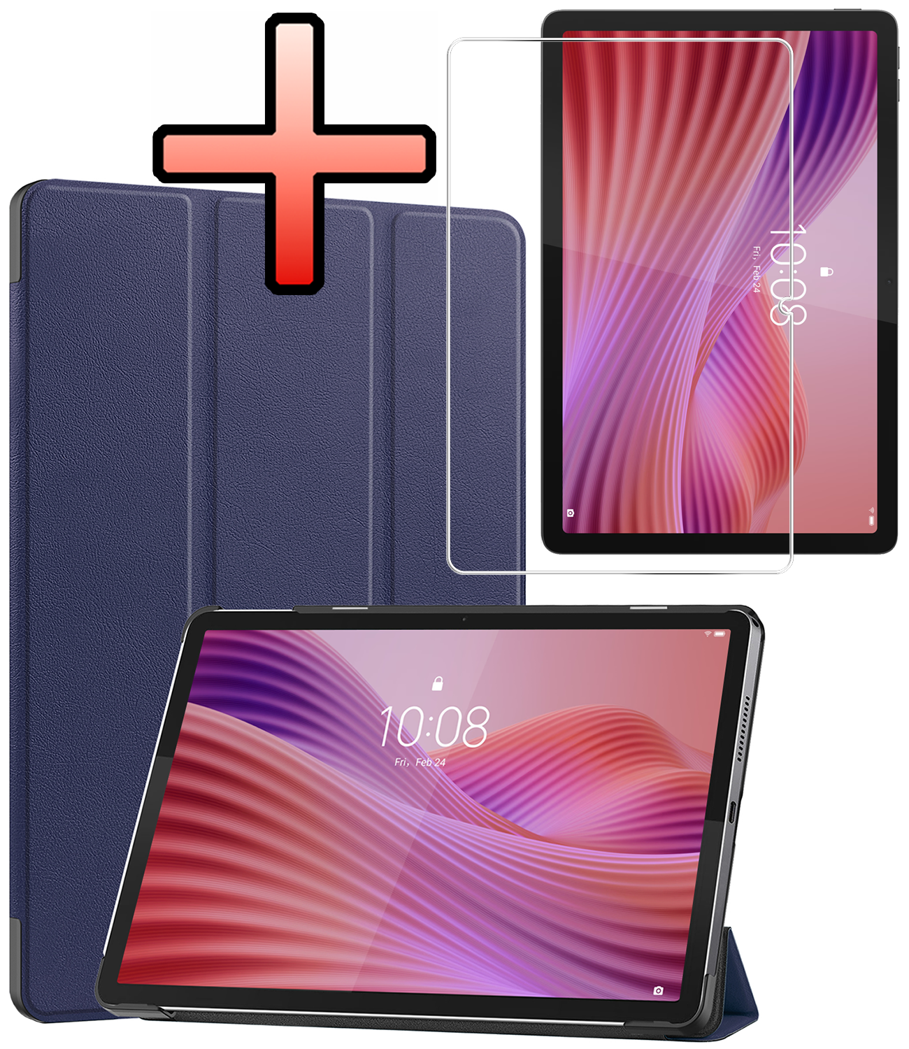 NoXx NoXx Lenovo Tab 10.1 inch Hoesje Met Screenprotector - Donkerblauw