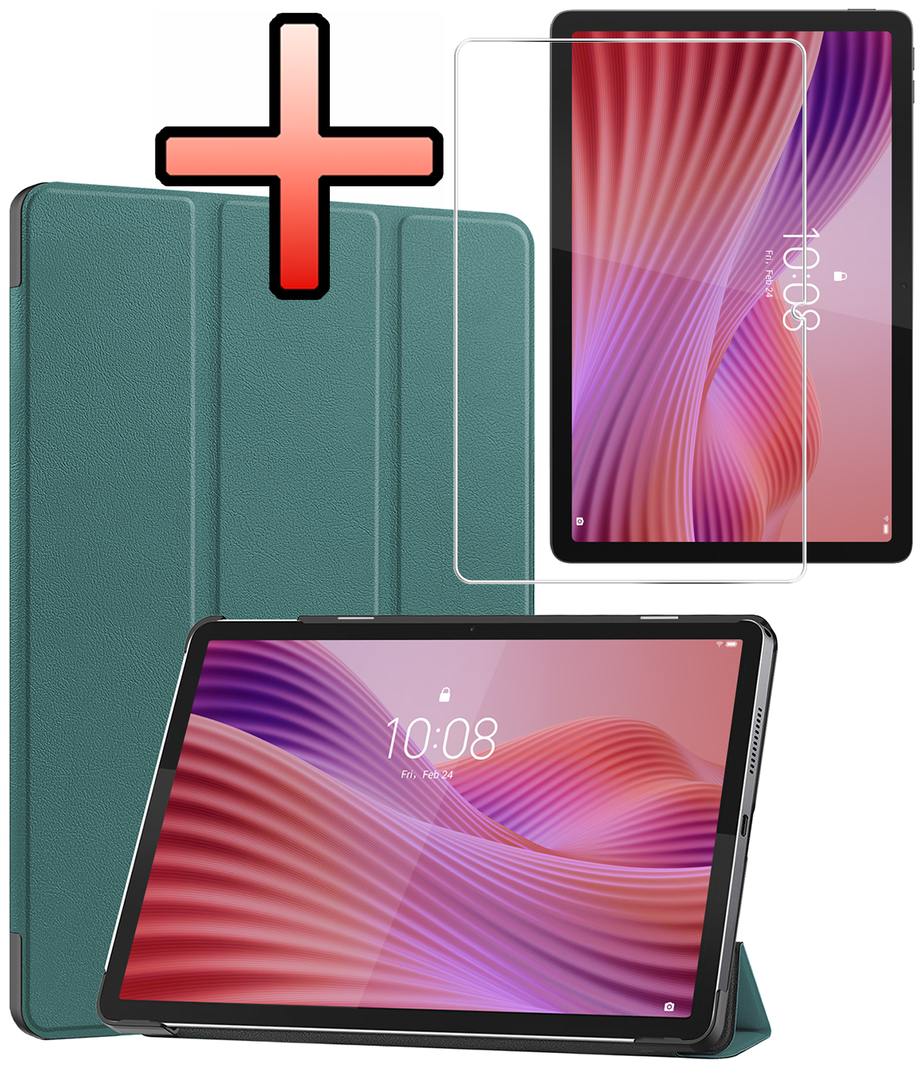 NoXx NoXx Lenovo Tab 10.1 inch Hoesje Met Screenprotector - Donkergroen