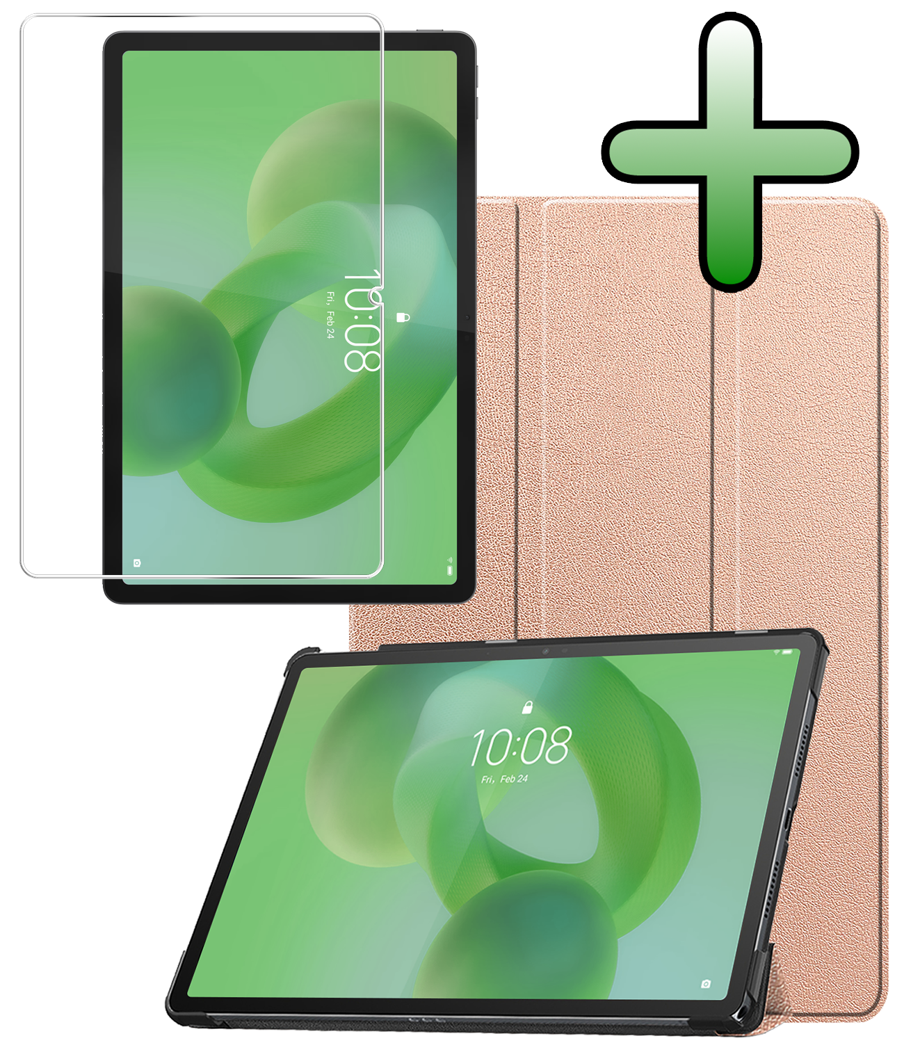 BASEY. BASEY. Lenovo Idea Tab Hoesje Met Screenprotector - Rose Goud
