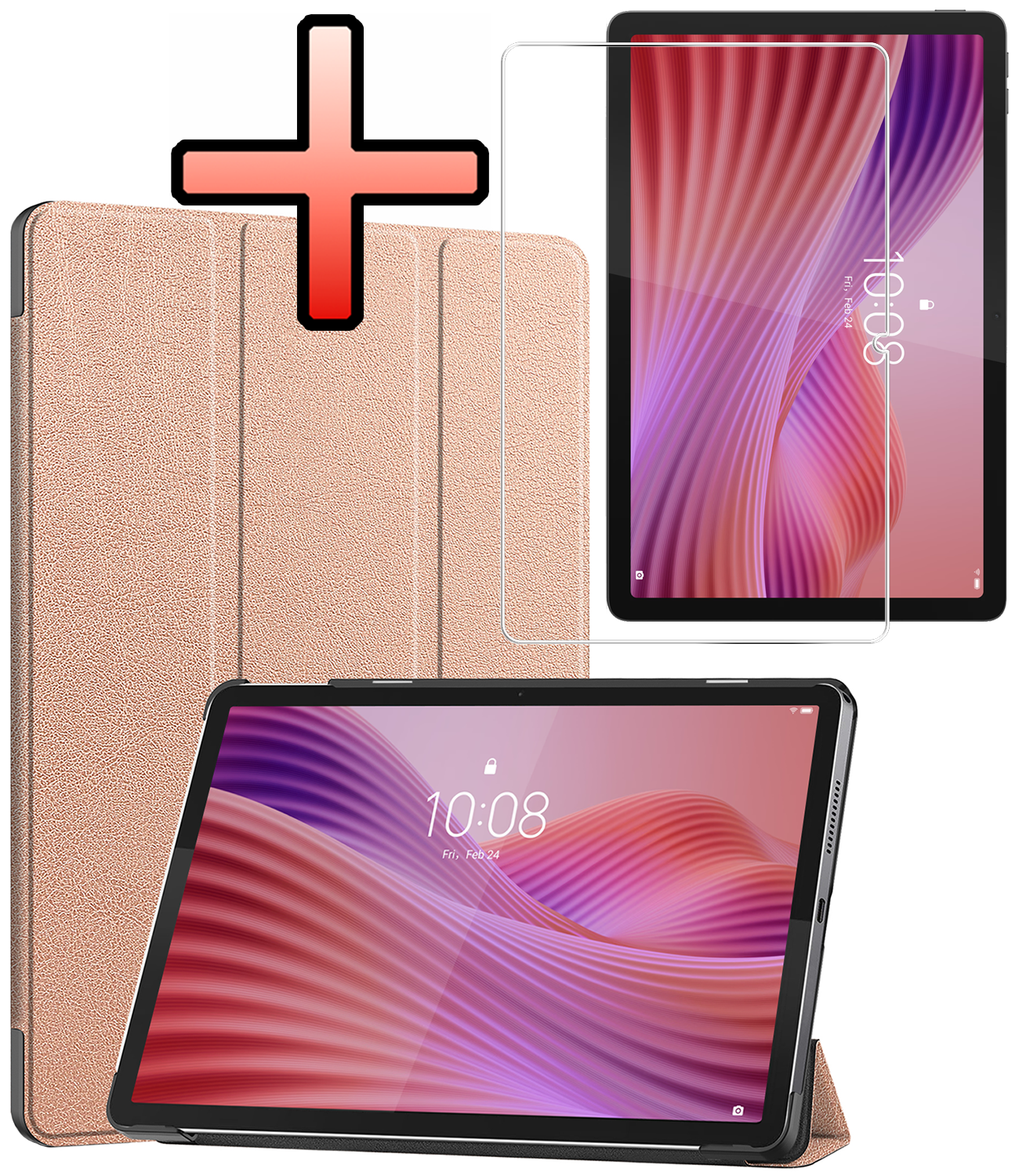 NoXx NoXx Lenovo Tab 10.1 inch Hoesje Met Screenprotector - Rose Goud
