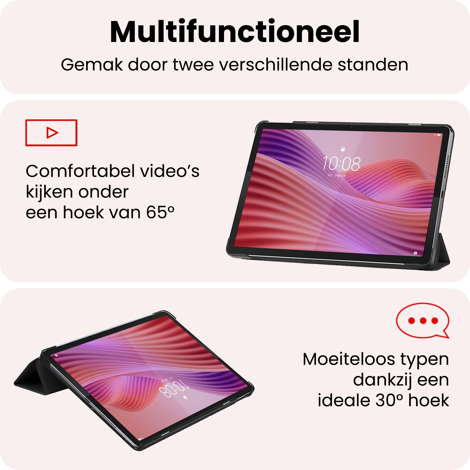 NoXx NoXx Lenovo Tab 10.1 inch Hoesje Met Screenprotector - Zwart