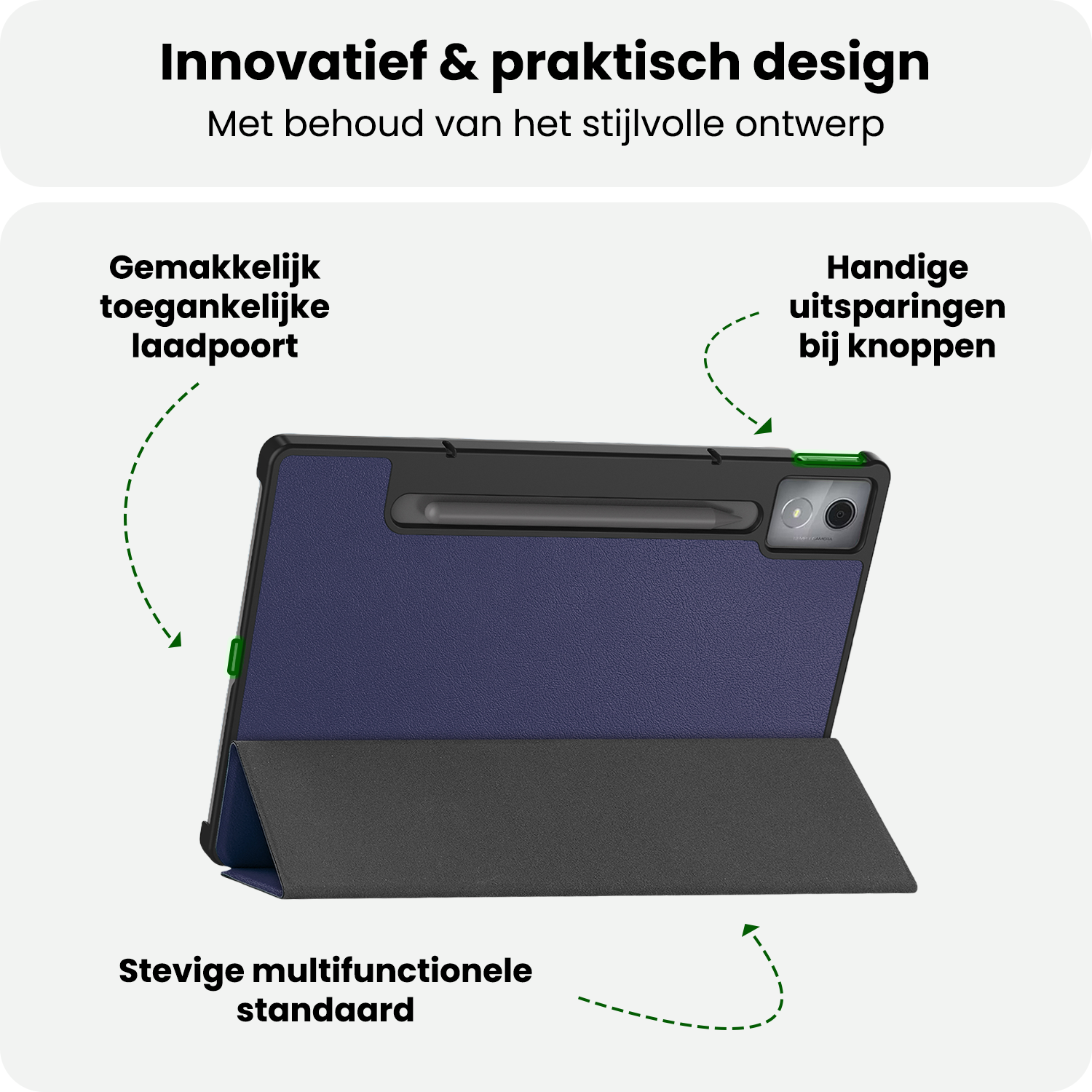 BASEY. BASEY. Lenovo Idea Tab Pro Hoesje Met Screenprotector - Donkerblauw