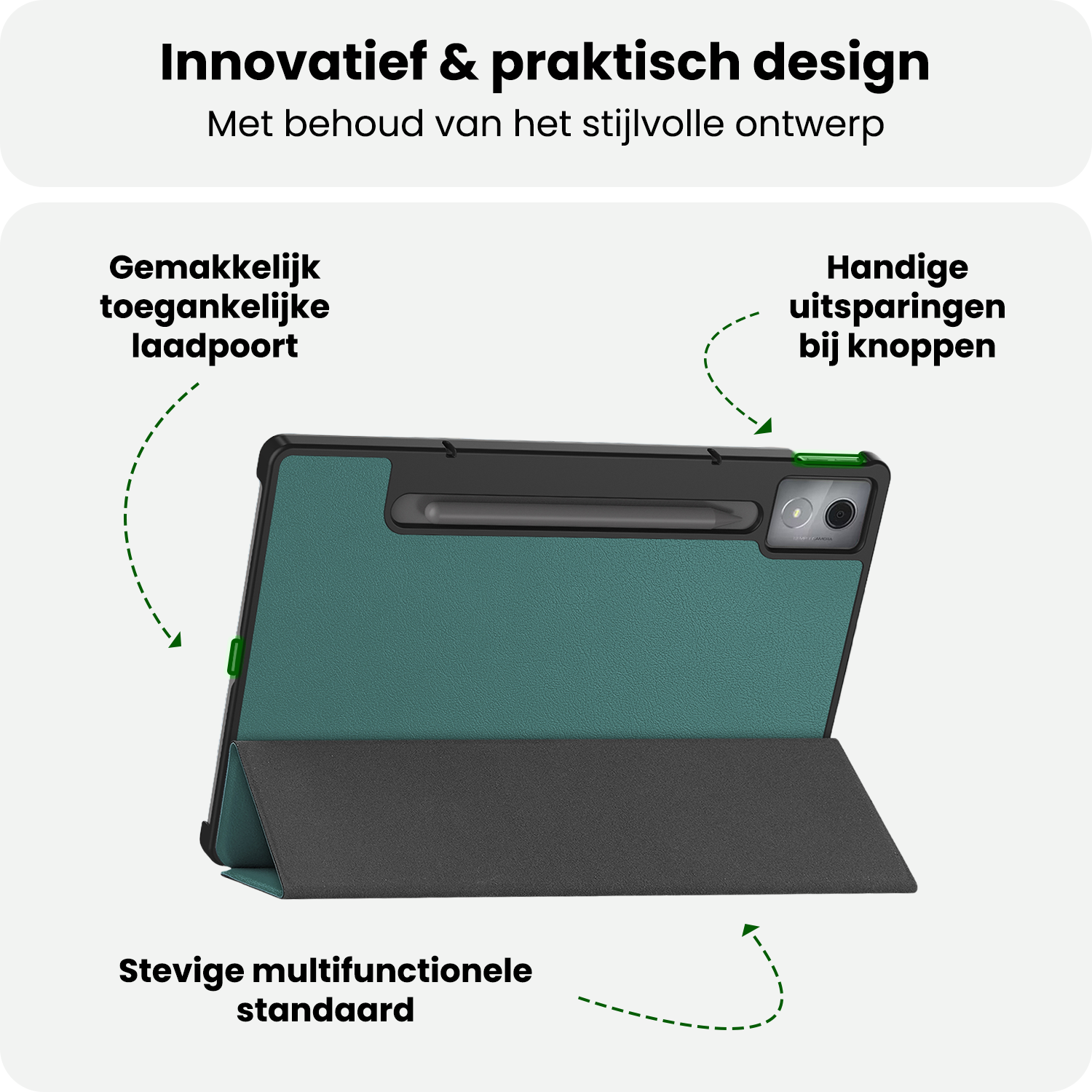 BASEY. BASEY. Lenovo Idea Tab Pro Hoesje Met Screenprotector - Donkergroen