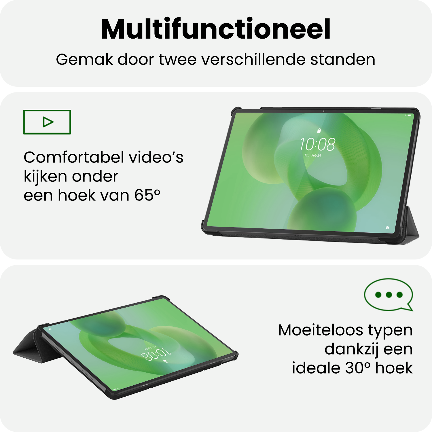 BASEY. BASEY. Lenovo Idea Tab Pro Hoesje Met Screenprotector - Grijs