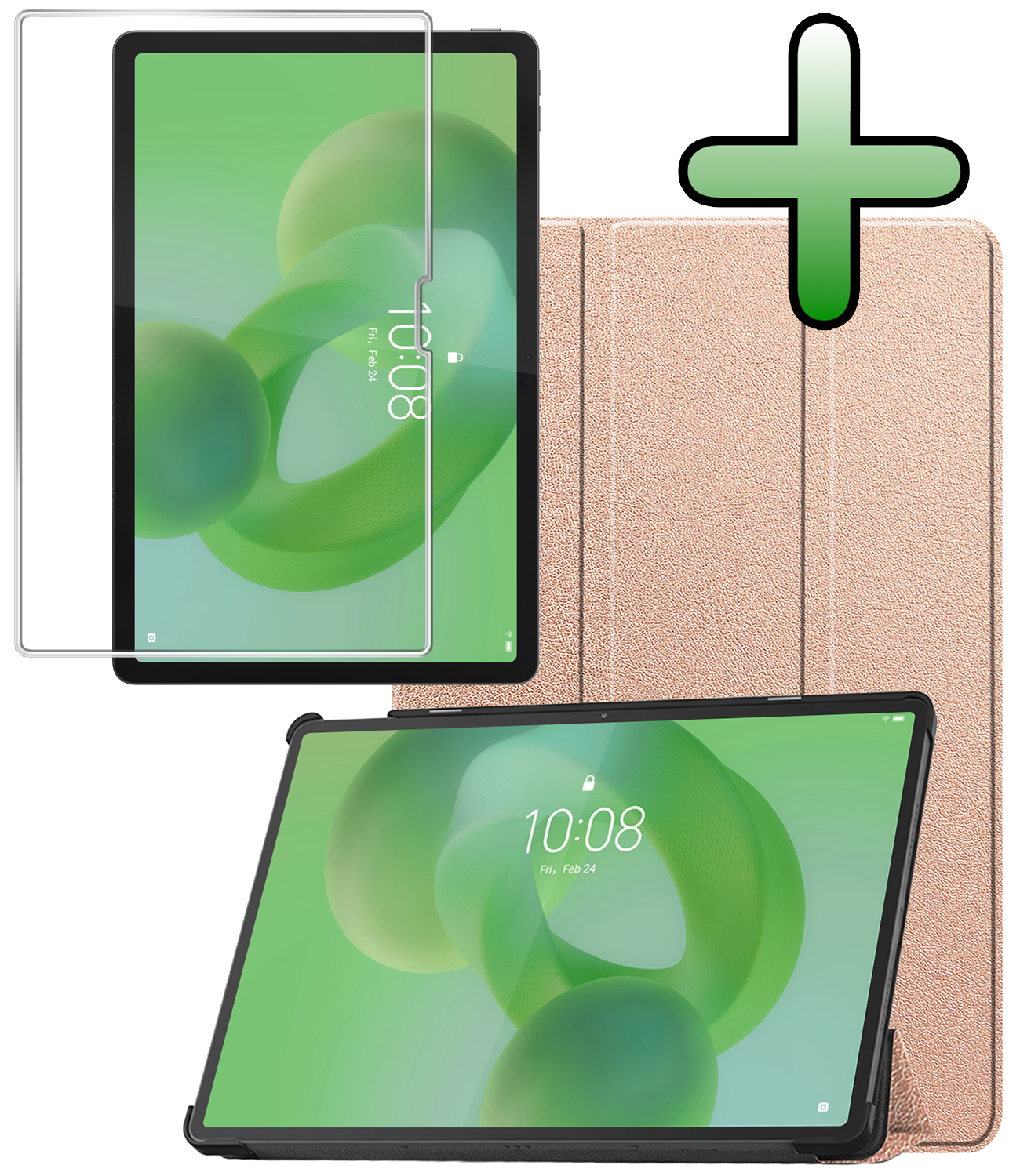 BASEY. BASEY. Lenovo Idea Tab Pro Hoesje Met Screenprotector - Rose Goud