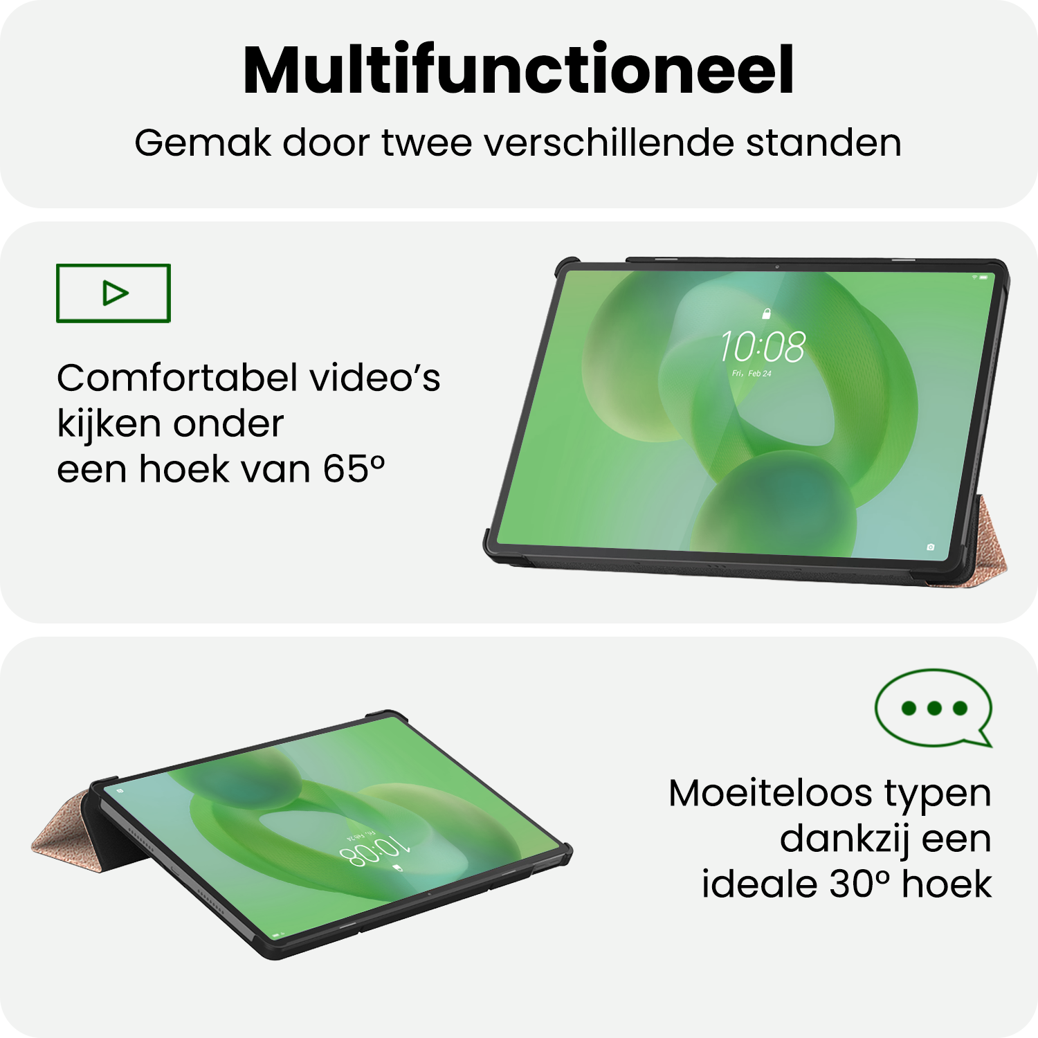 BASEY. BASEY. Lenovo Idea Tab Pro Hoesje Met Screenprotector - Rose Goud