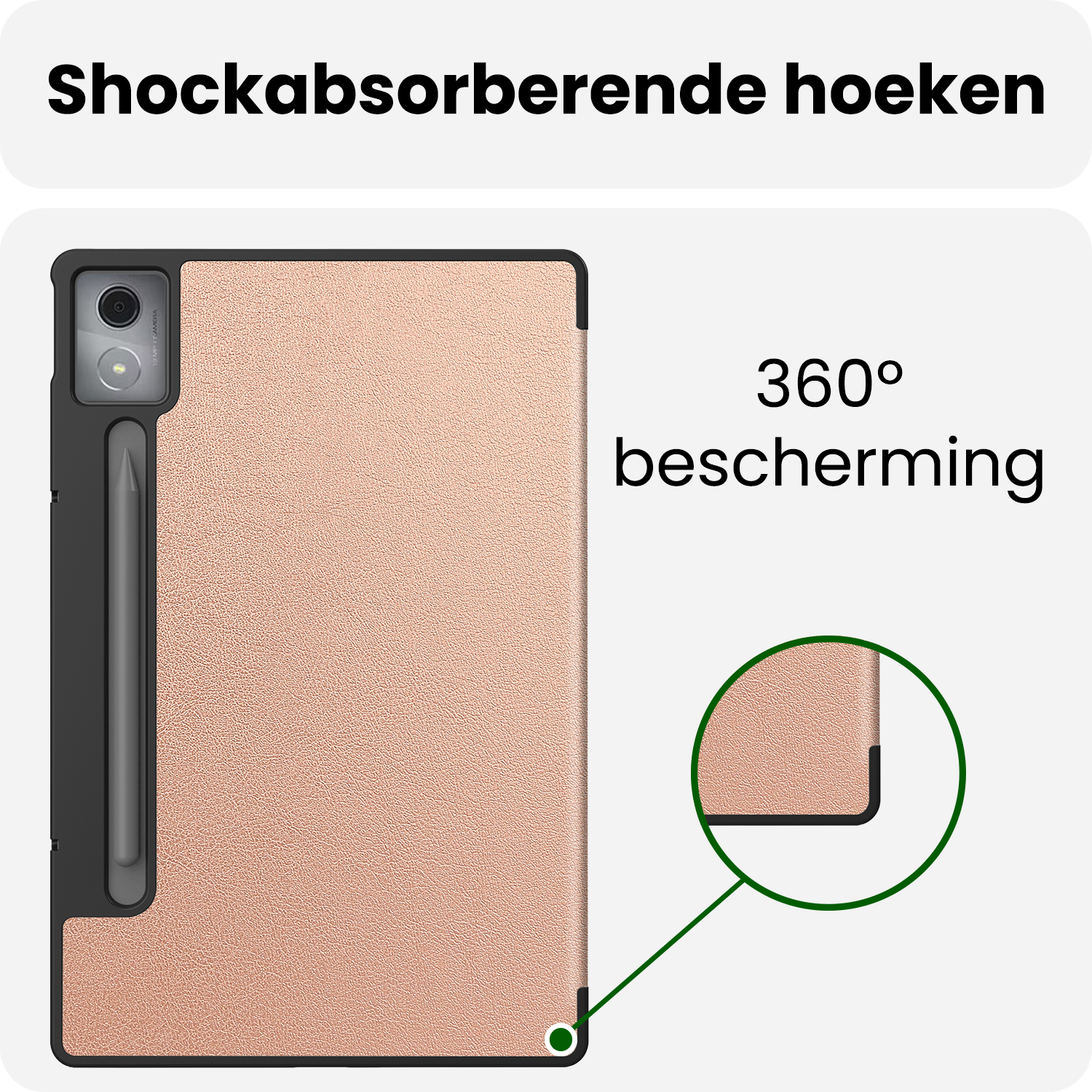 BASEY. BASEY. Lenovo Idea Tab Pro Hoesje Met Screenprotector - Rose Goud