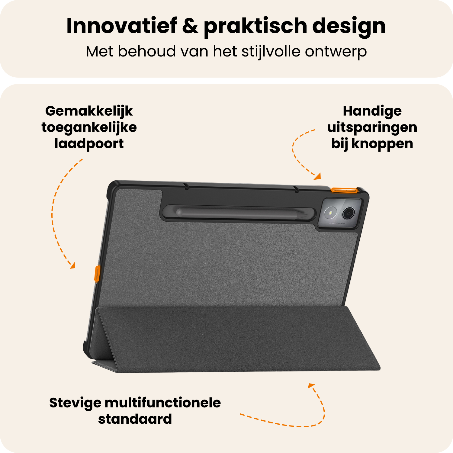 Nomfy Nomfy Lenovo Idea Tab Pro Hoesje Met Screenprotector - Grijs