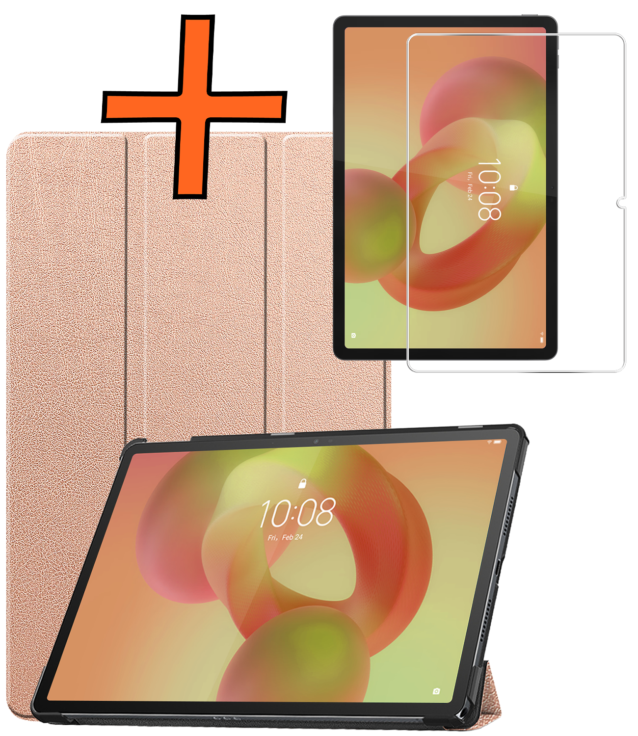 Nomfy Nomfy Lenovo Idea Tab Hoesje Met Screenprotector - Rose Goud