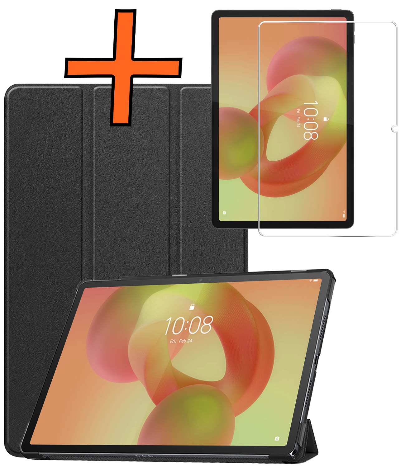 Nomfy Nomfy Lenovo Idea Tab Hoesje Met Screenprotector - Zwart