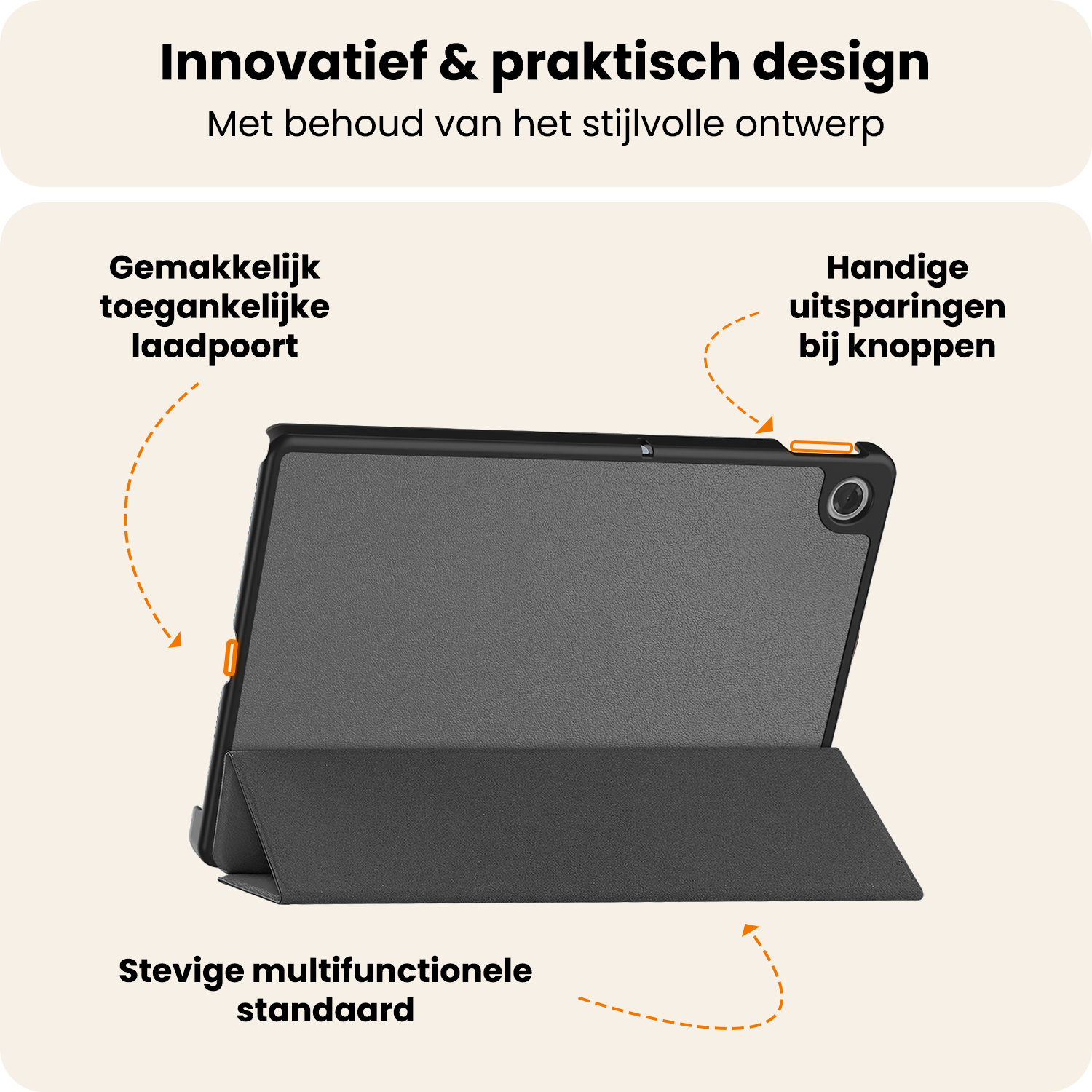 Nomfy Nomfy Lenovo Tab 10.1 inch Hoesje Met Screenprotector - Grijs