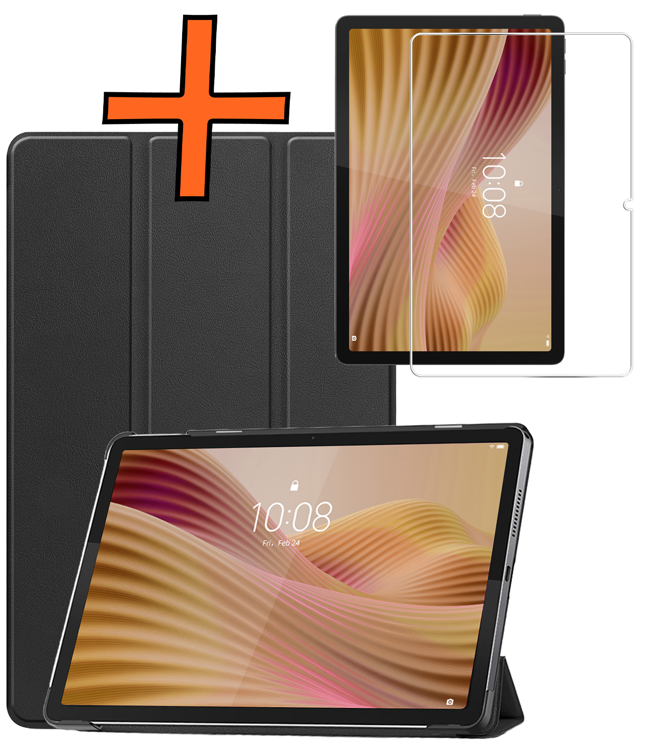 Nomfy Nomfy Lenovo Tab 10.1 inch Hoesje Met Screenprotector - Zwart