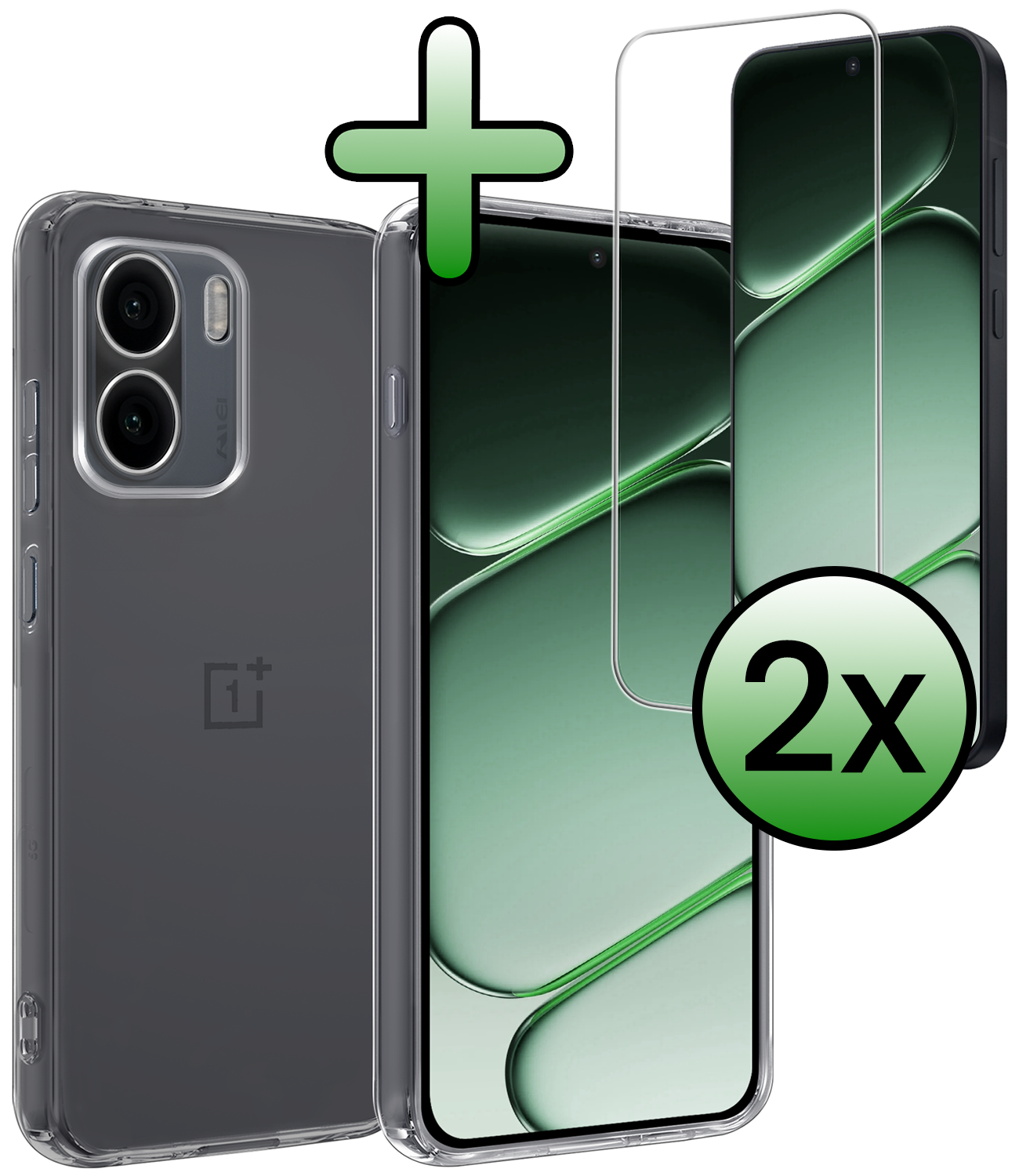 BASEY. BASEY. OnePlus 15R Hoesje Siliconen Met 2x Screenprotector - Transparant