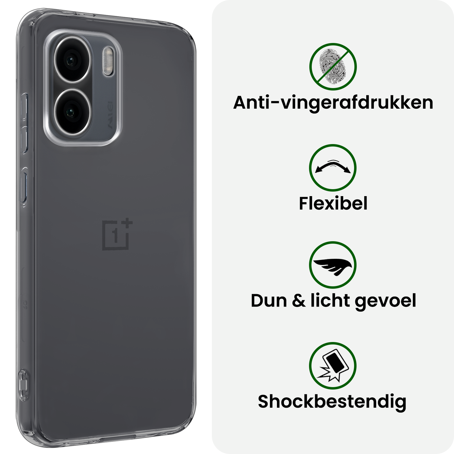 BASEY. BASEY. OnePlus 15R Hoesje Siliconen Met 2x Screenprotector - Transparant