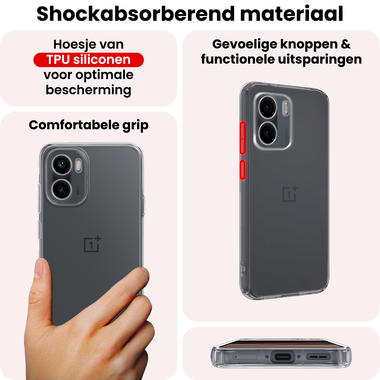 NoXx NoXx OnePlus 15R Hoesje Siliconen - Transparant - 2 PACK