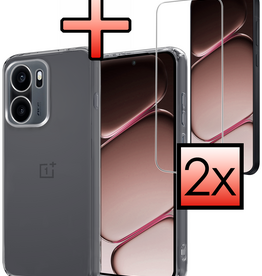 NoXx NoXx OnePlus 15R Hoesje Siliconen Met 2x Screenprotector - Transparant
