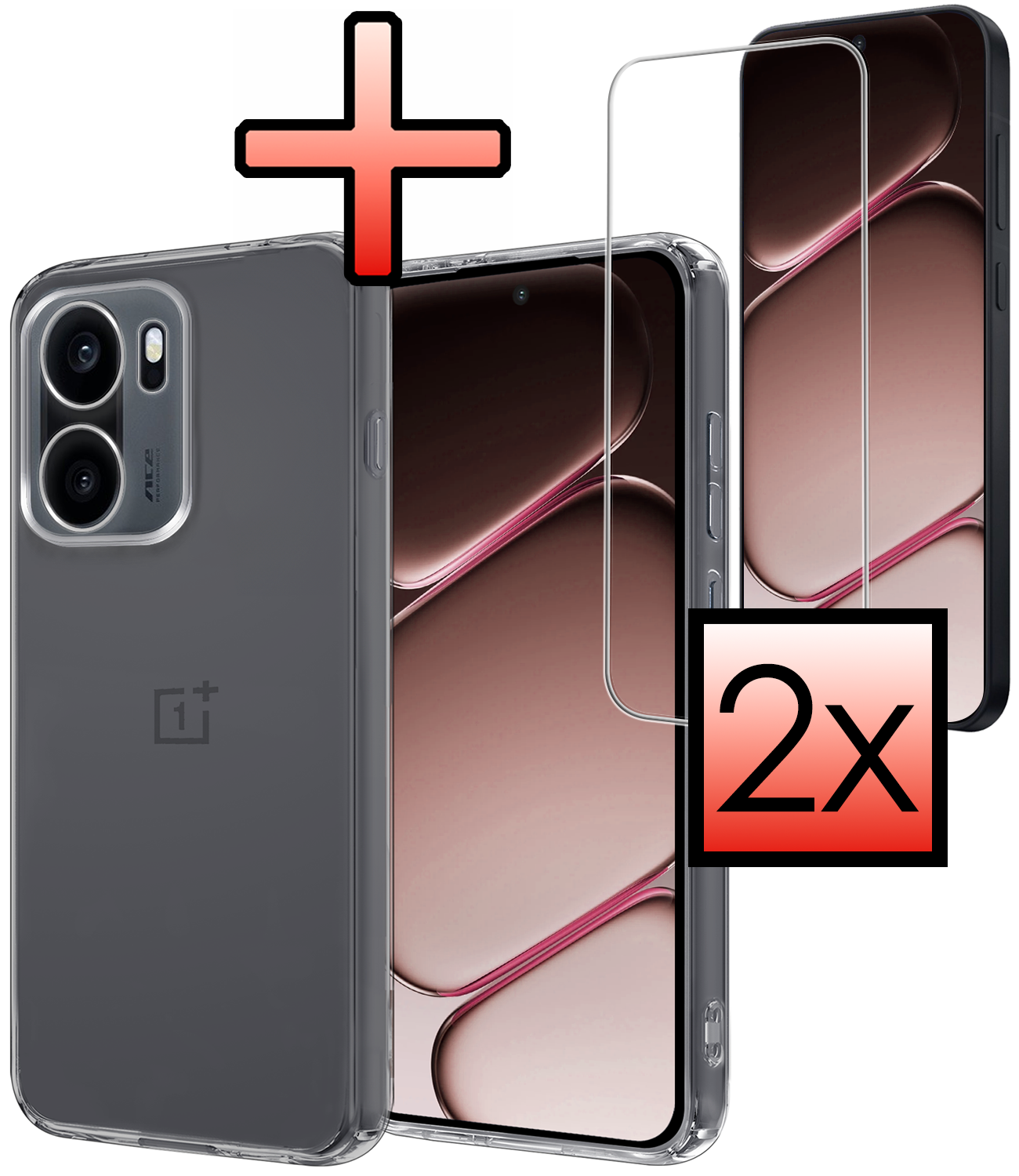 NoXx NoXx OnePlus 15R Hoesje Siliconen Met 2x Screenprotector - Transparant