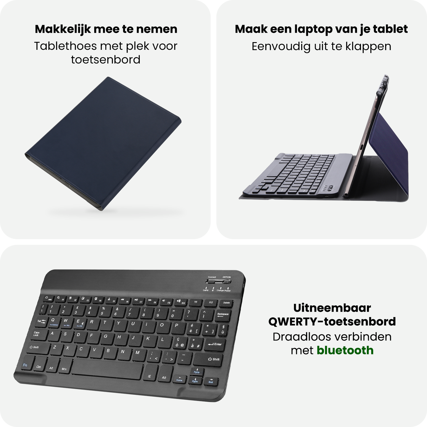 BASEY. BASEY. Samsung Galaxy Tab A11 Plus Toetsenbordhoes Met Screenprotector - Donkerblauw