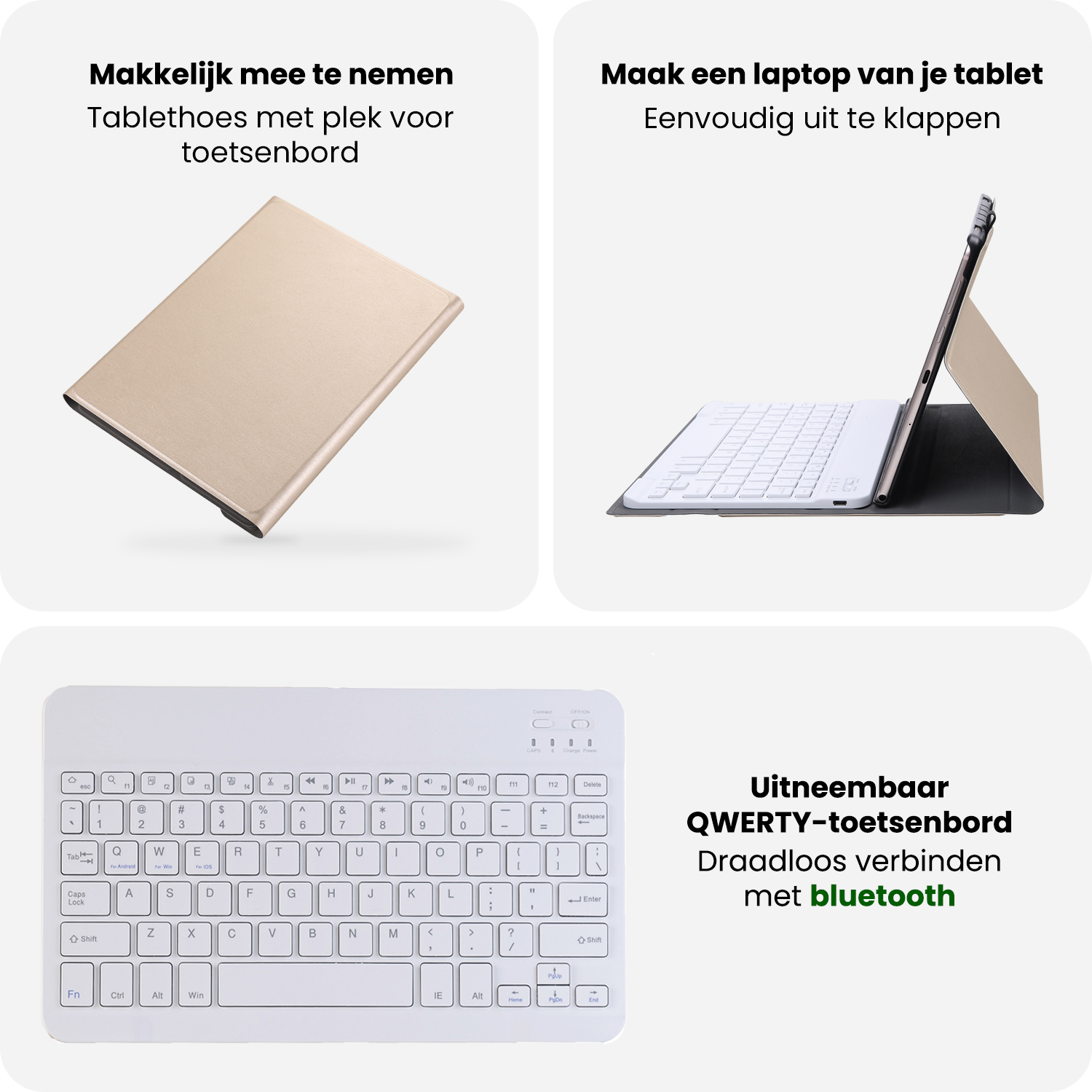 BASEY. BASEY. Samsung Galaxy Tab A11 Plus Toetsenbordhoes Met Screenprotector - Goud