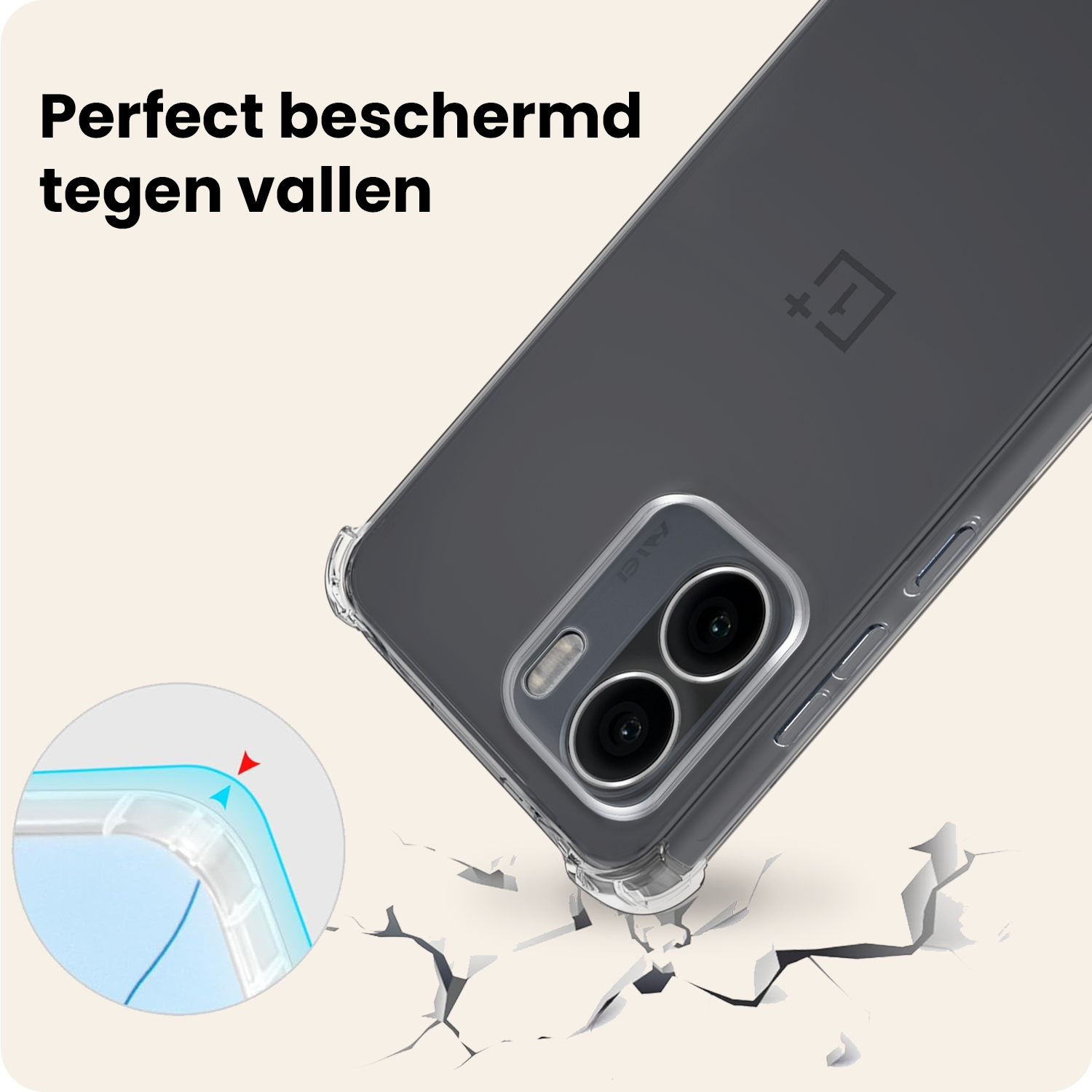 Nomfy Nomfy OnePlus 15R Hoesje Shockproof - Transparant