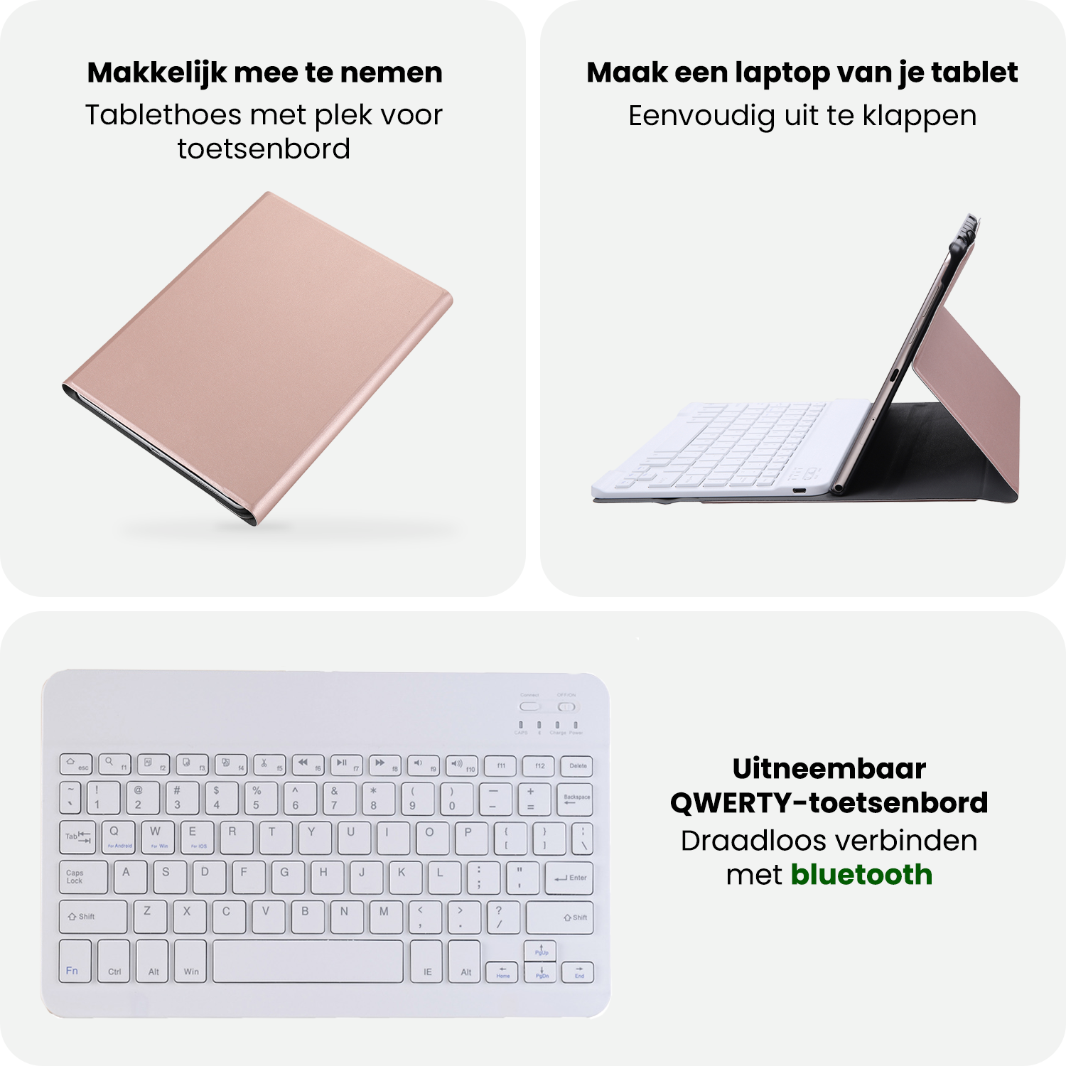 BASEY. BASEY. Samsung Galaxy Tab A11 Plus Toetsenbordhoes Met Screenprotector - Rosé Goud