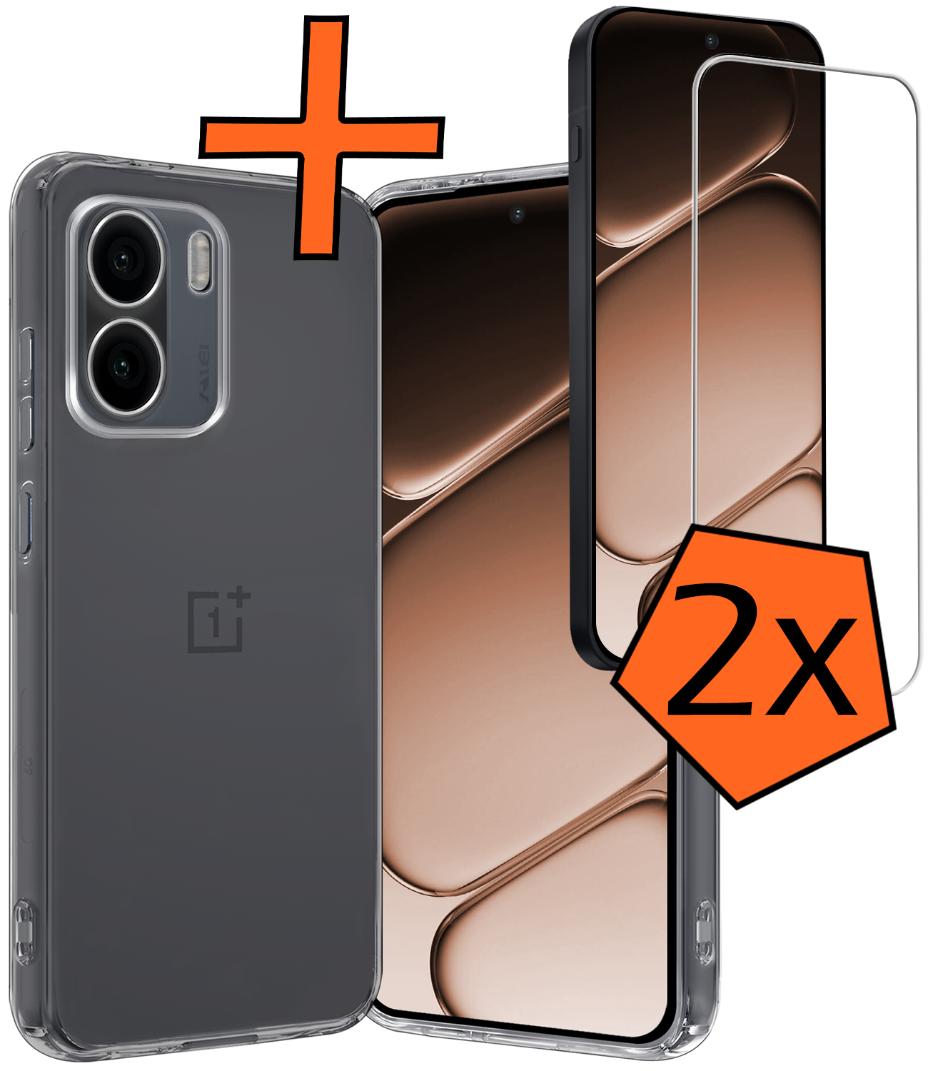 Nomfy Nomfy OnePlus 15R Hoesje Siliconen Met 2x Screenprotector - Transparant