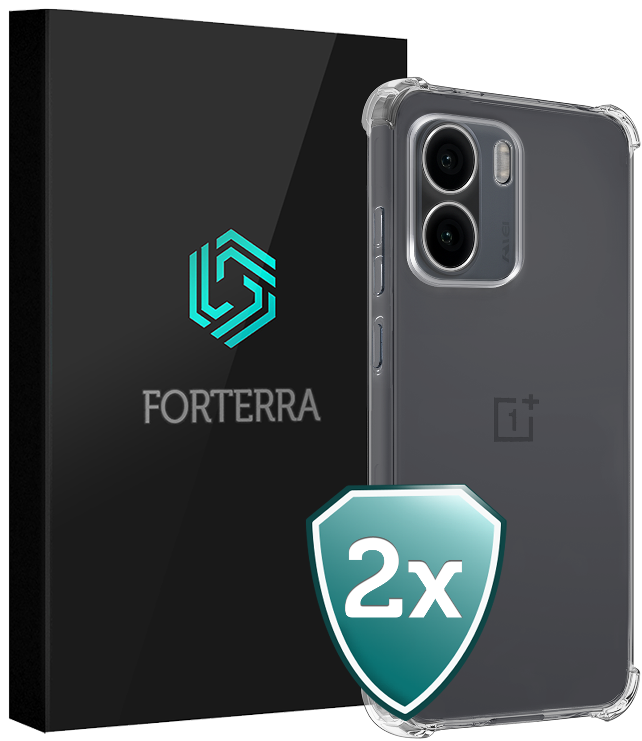 Forterra Forterra OnePlus 15R Hoesje Shockproof - Transparant - 2 PACK
