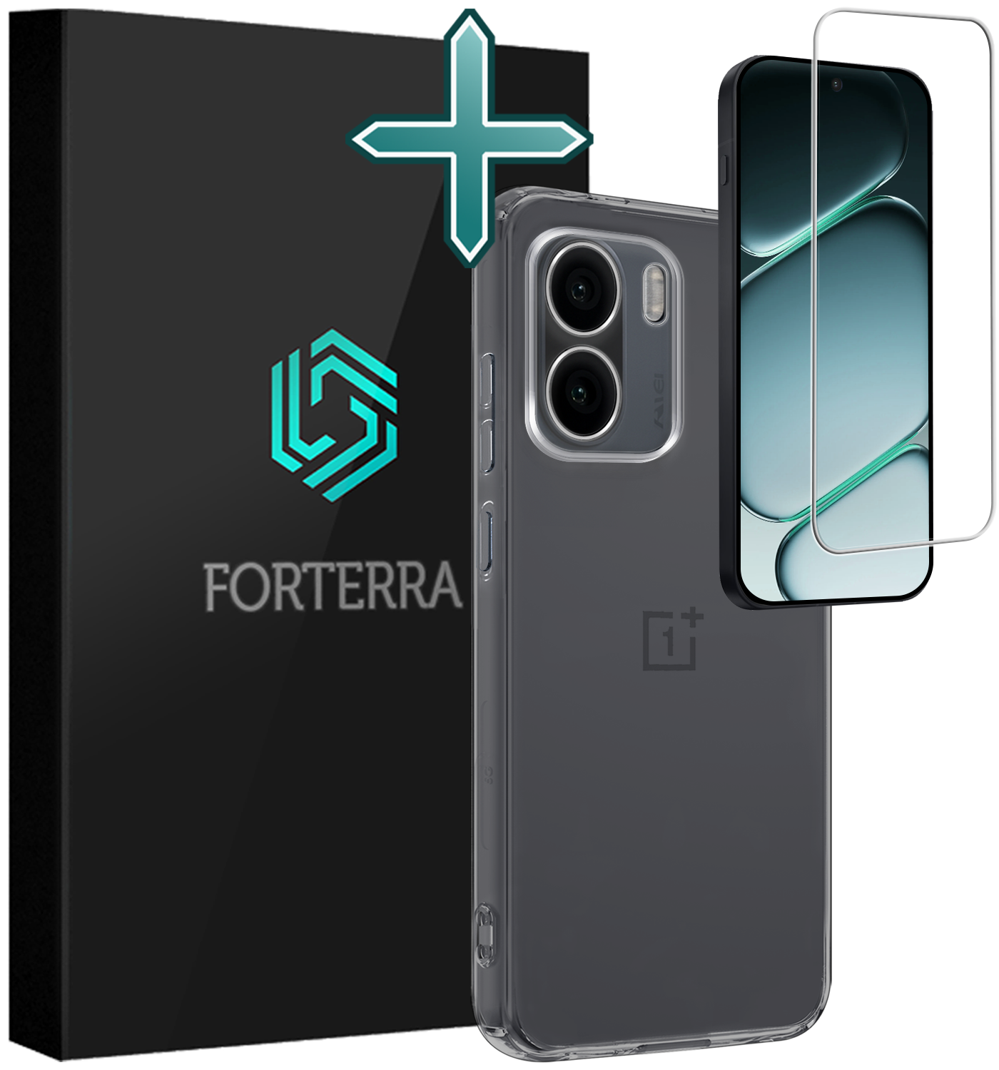 Forterra Forterra OnePlus 15R Hoesje Siliconen Met Screenprotector - Transparant