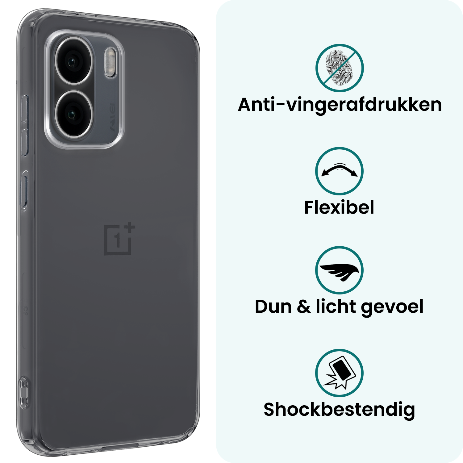 Forterra Forterra OnePlus 15R Hoesje Siliconen Met Screenprotector - Transparant